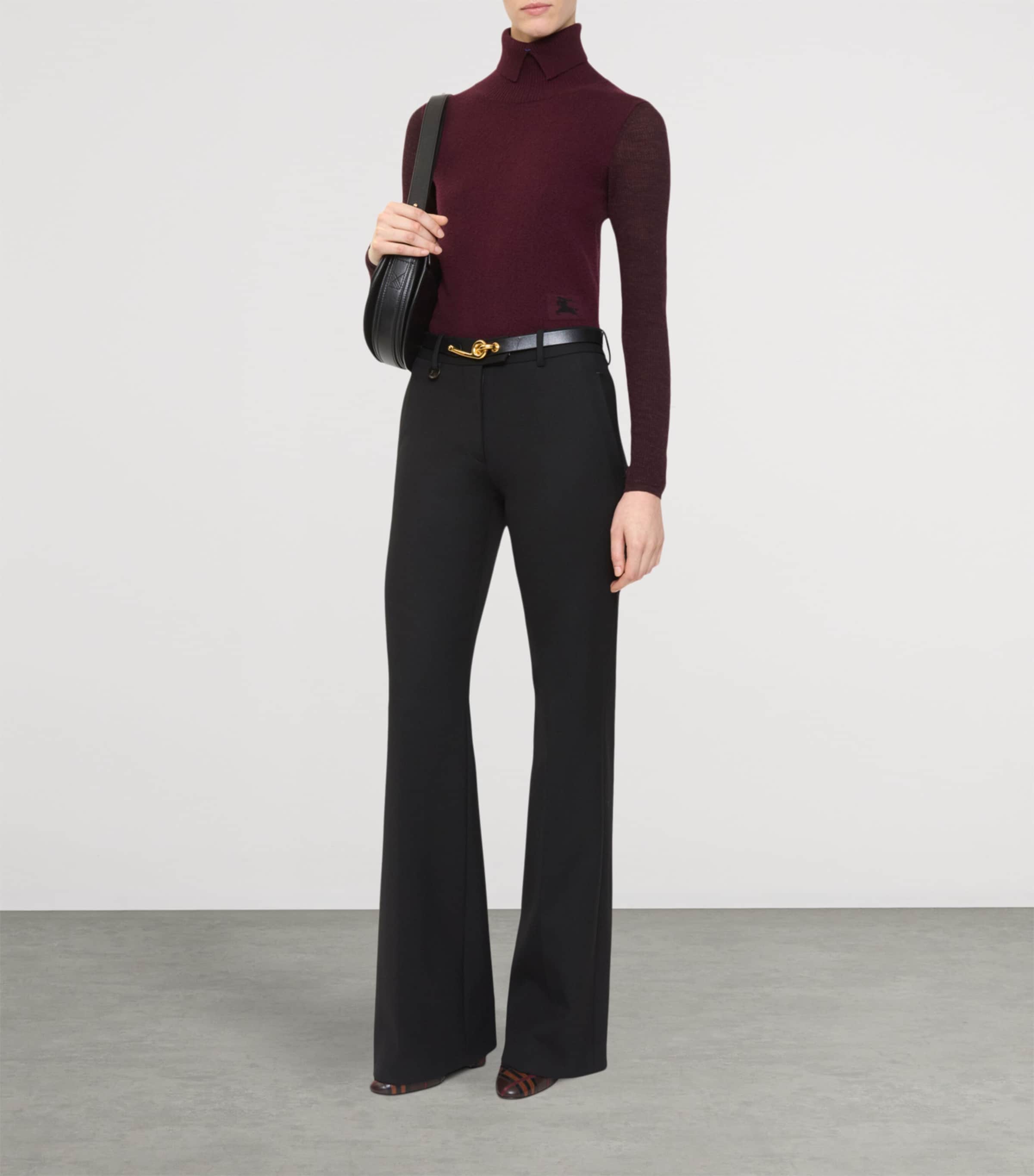 Burberry Womens Stretch-Twill Straight Tailored Trousers Black Image 2