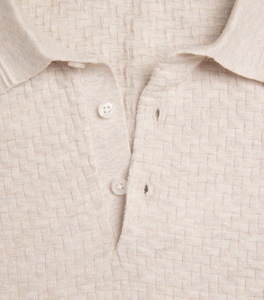 PAIGE Mens Cotton-Wool-Silk-Cashmere Kiko Polo Shirt Nimbus Image 6