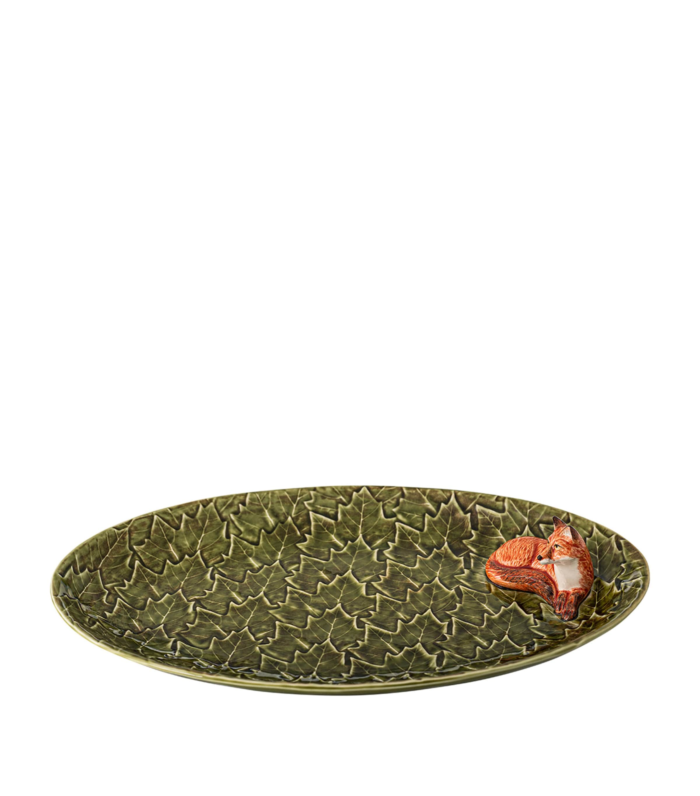 Shop Bordallo Pinheiro Acorn Oval Platter In Green