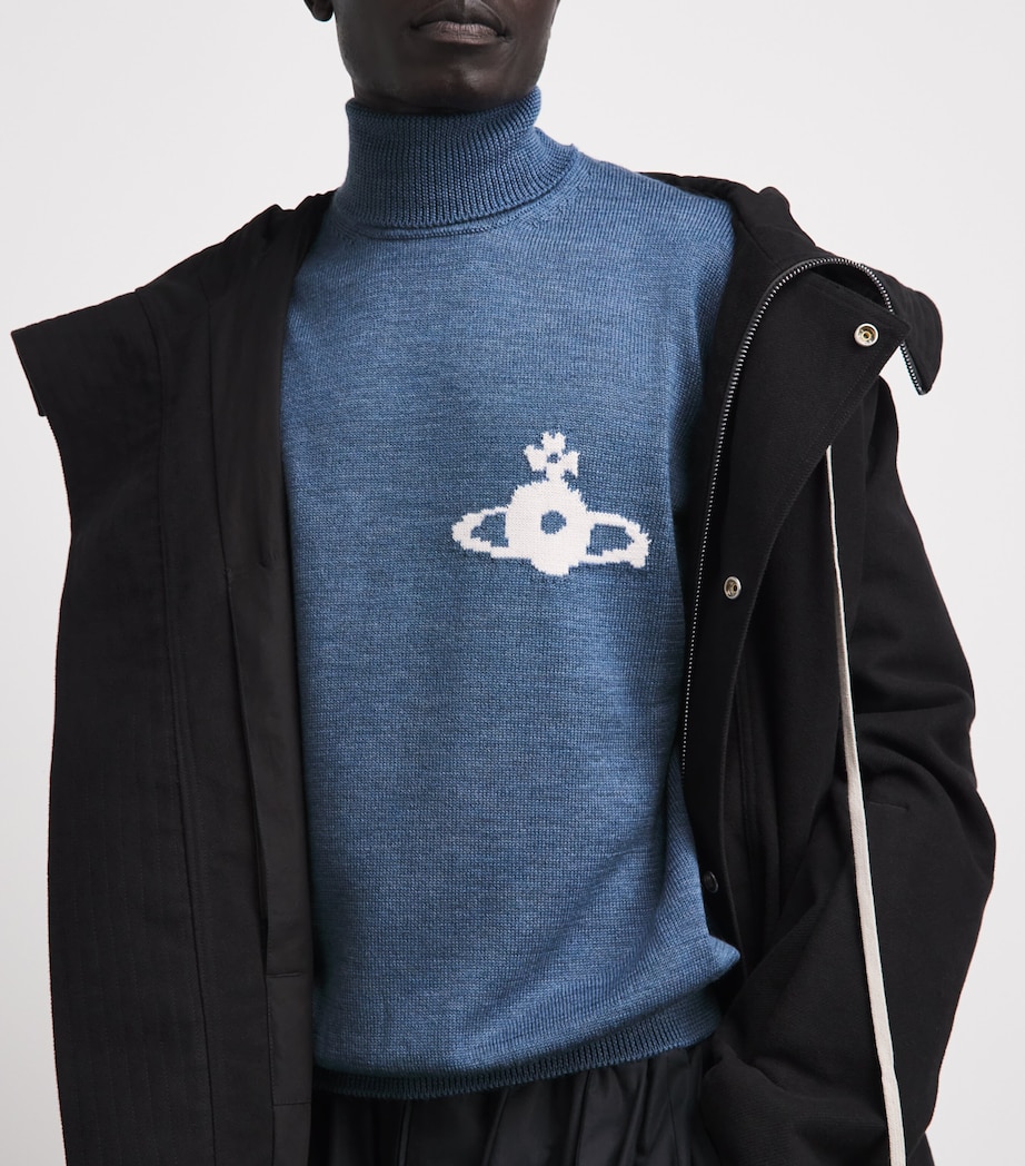 Vivienne Westwood Mens Merino Rollneck Mark Sweater Denim Blue Image 3