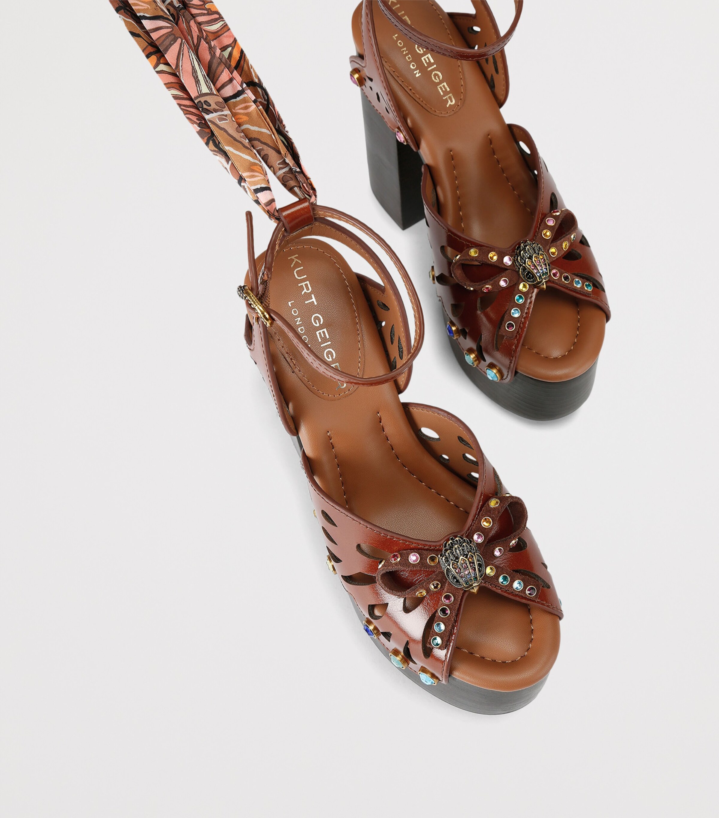 Kurt Geiger London Leather Butterfly Platform Heels Dark Brown Image 3