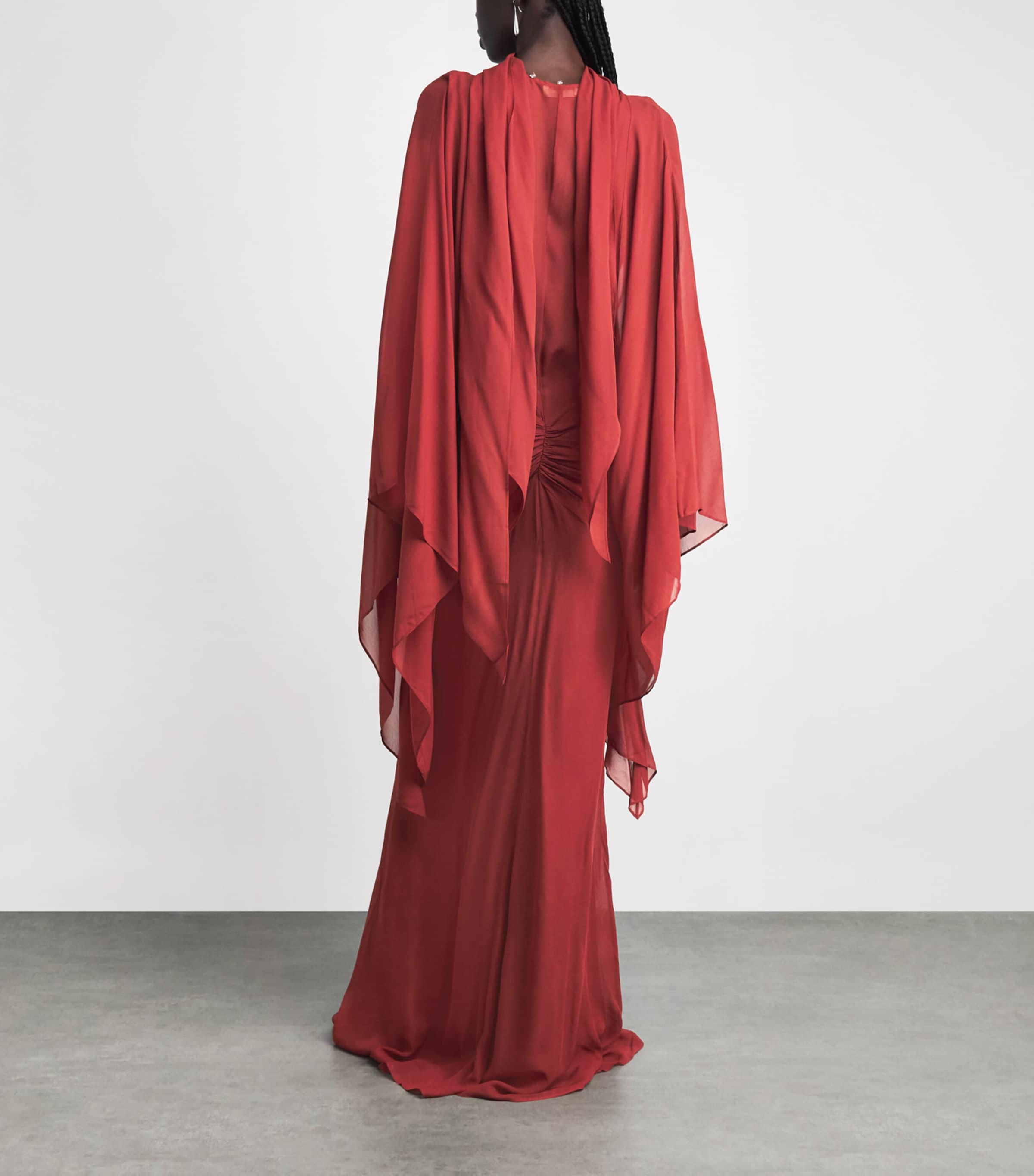 De La Vali Womens Georgette Florencia Maxi Dress Burnt Red Image 4