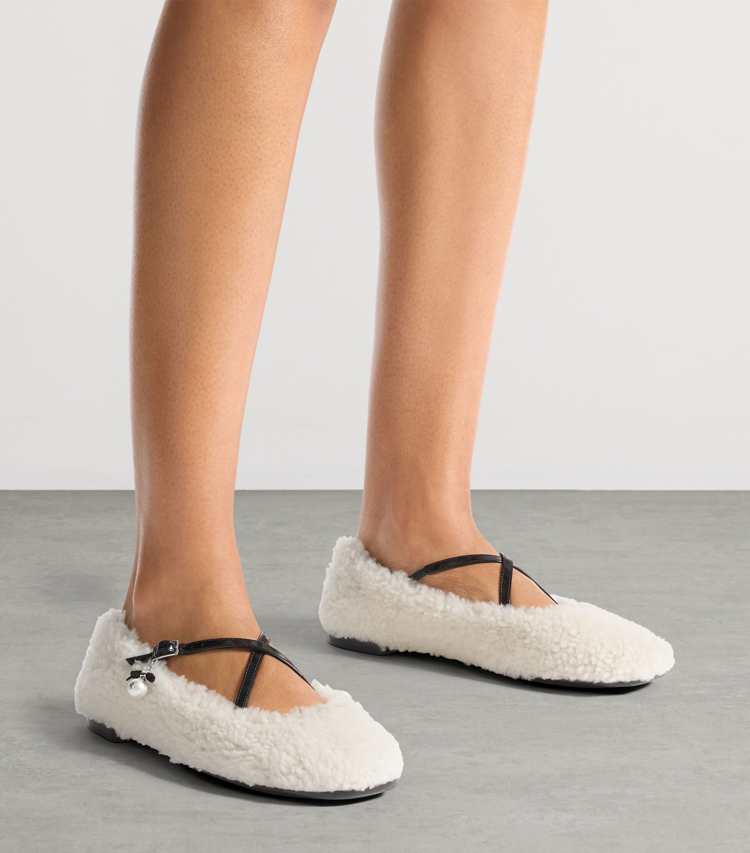 Eleri Shearling Ballerina Flats NATURAL/BLACK Image 2