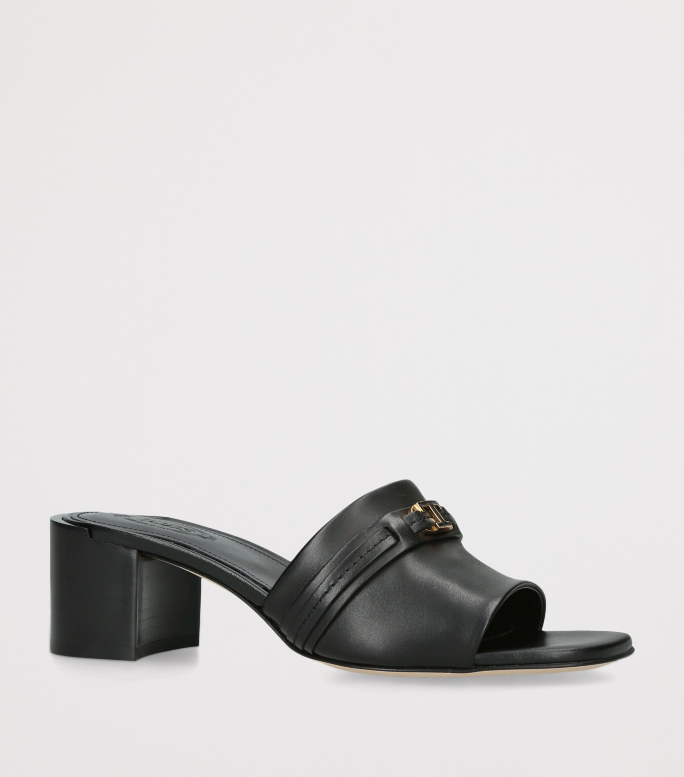 Tod's Leather Cuoio Heeled Mules 55 Black Image 3