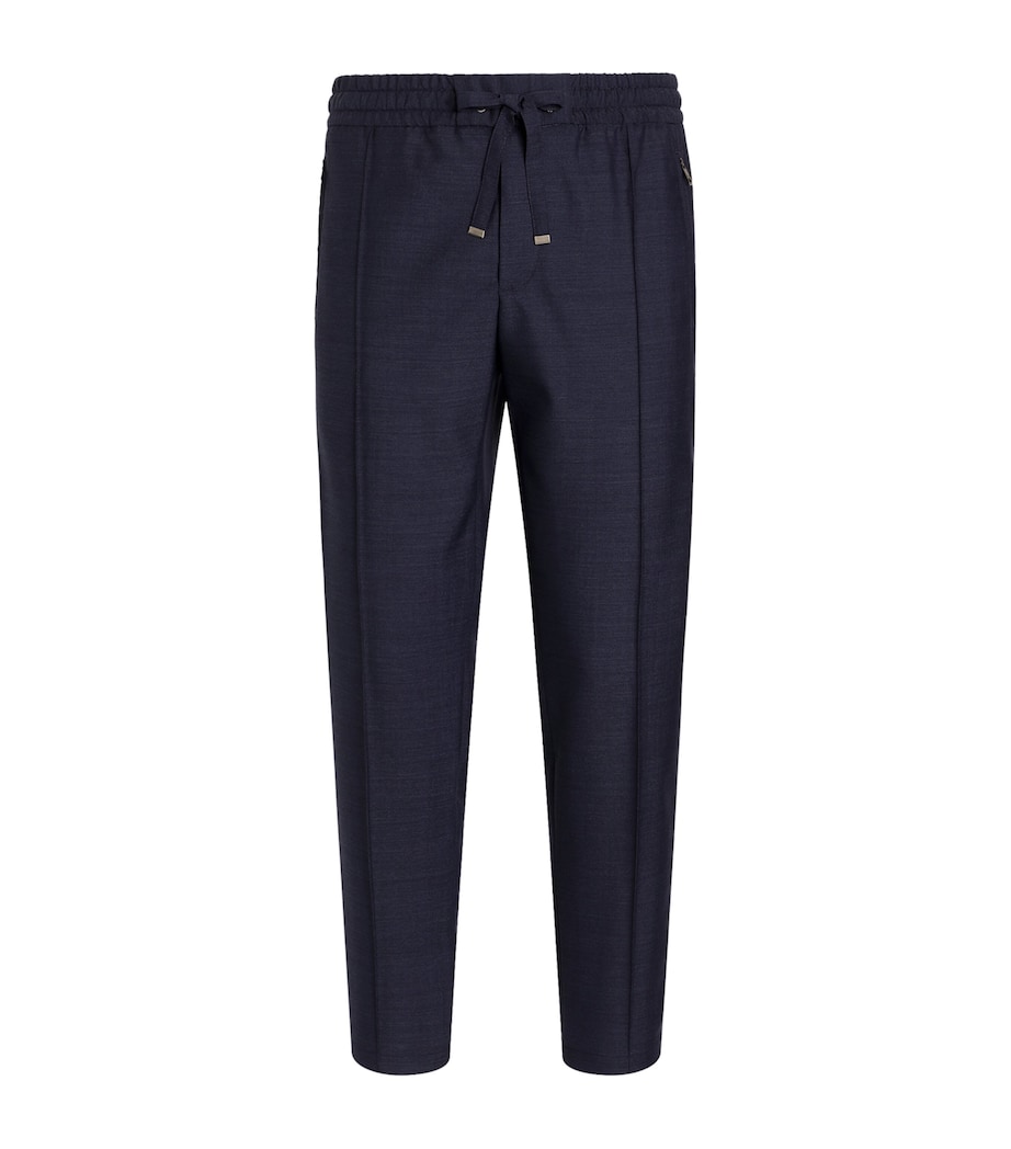 Dolce&Gabbana Mens Virgin Wool Drawstring Trousers Light Blue B Image 1
