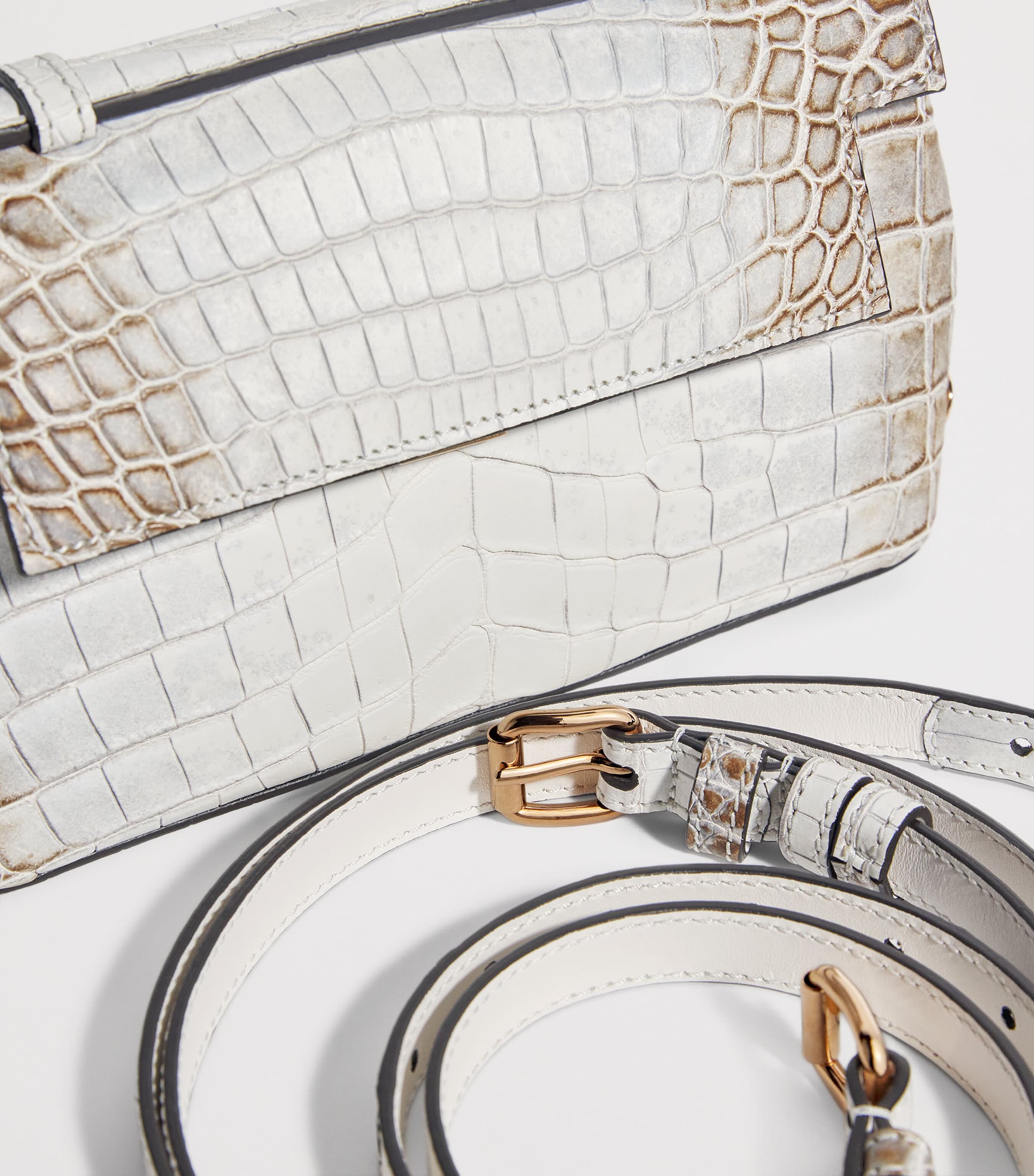 Crocodile Leather Top-Handle Bag HIMALAYA CROCODILE Image 6