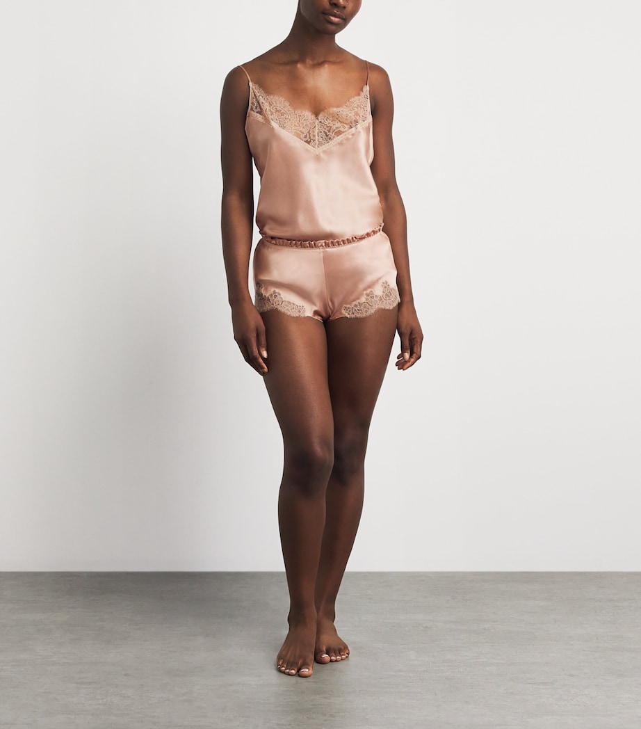 Carine Gilson Womens Silk Cérès Pyjama Shorts Beige Vision Image 2