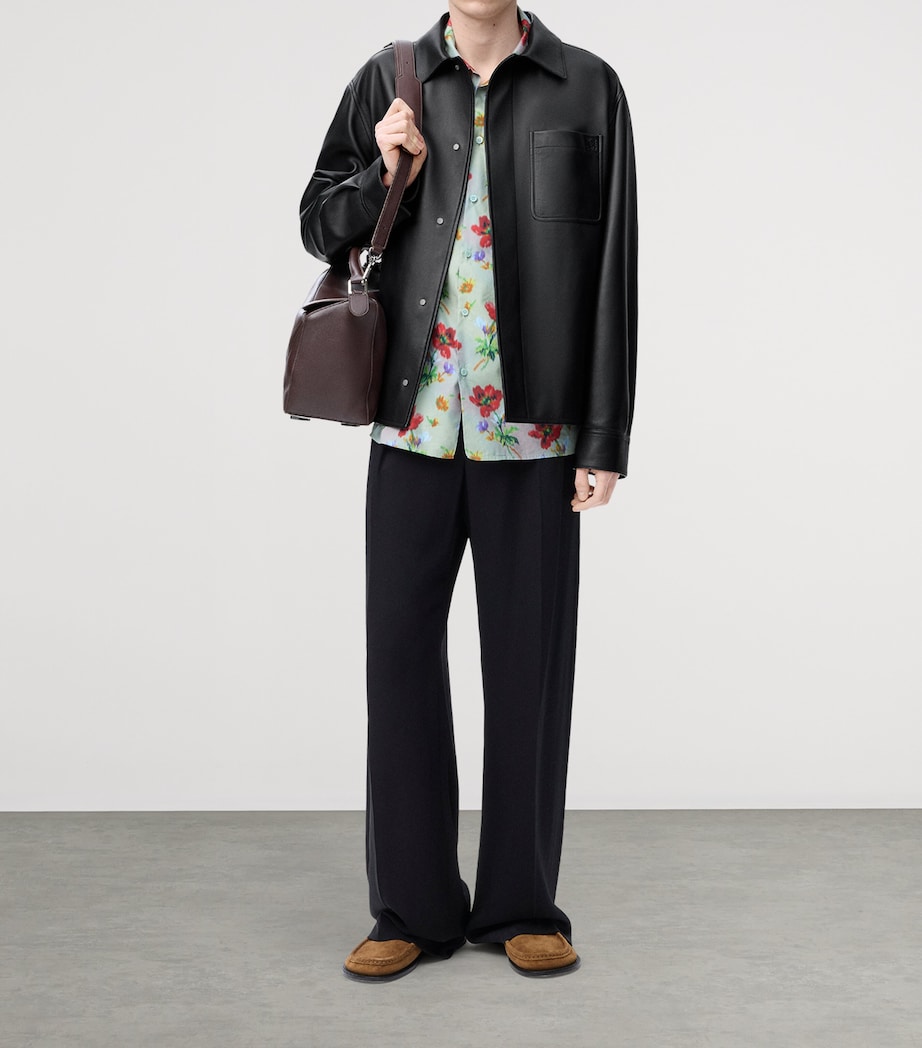 Leather Anagram Overshirt BLACK Image 2