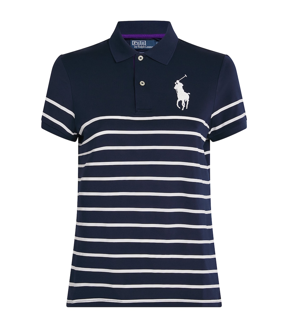 Polo Ralph Lauren Womens x Wimbledon Stripe Polo Shirt Navy Image 1