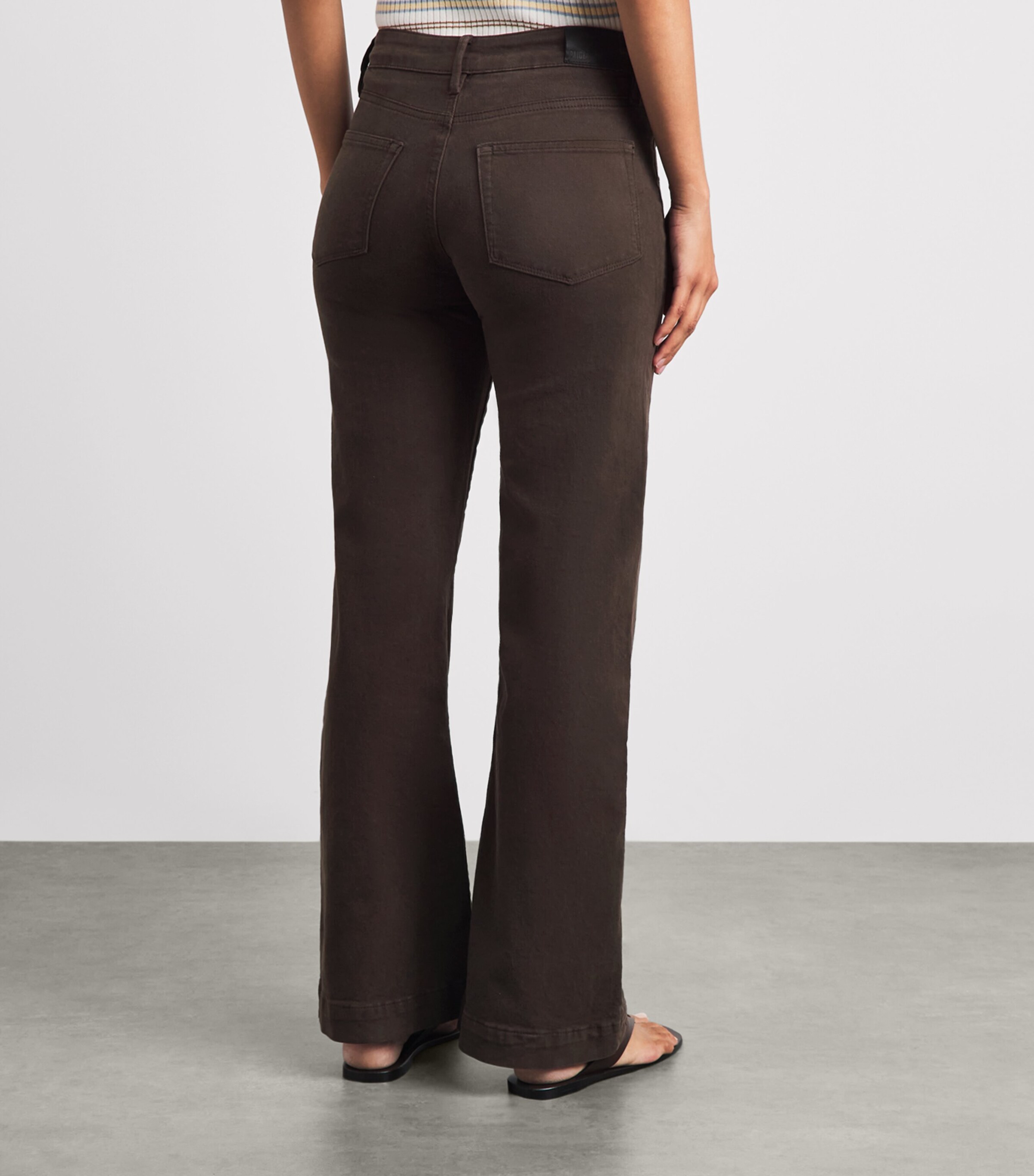 PAIGE Womens Leenah Wide-Leg Jeans Rich Chocolate Image 5