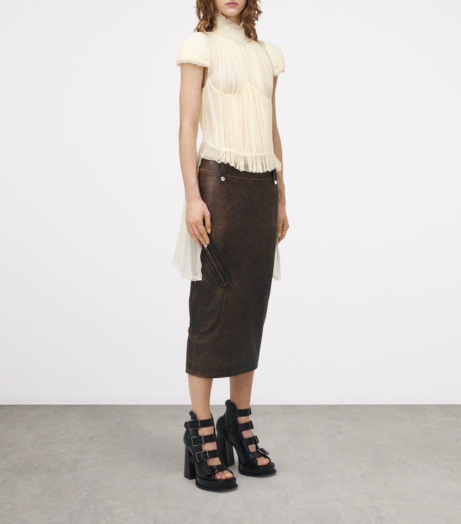 Leather Pencil Midi Skirt 2122 Image 3