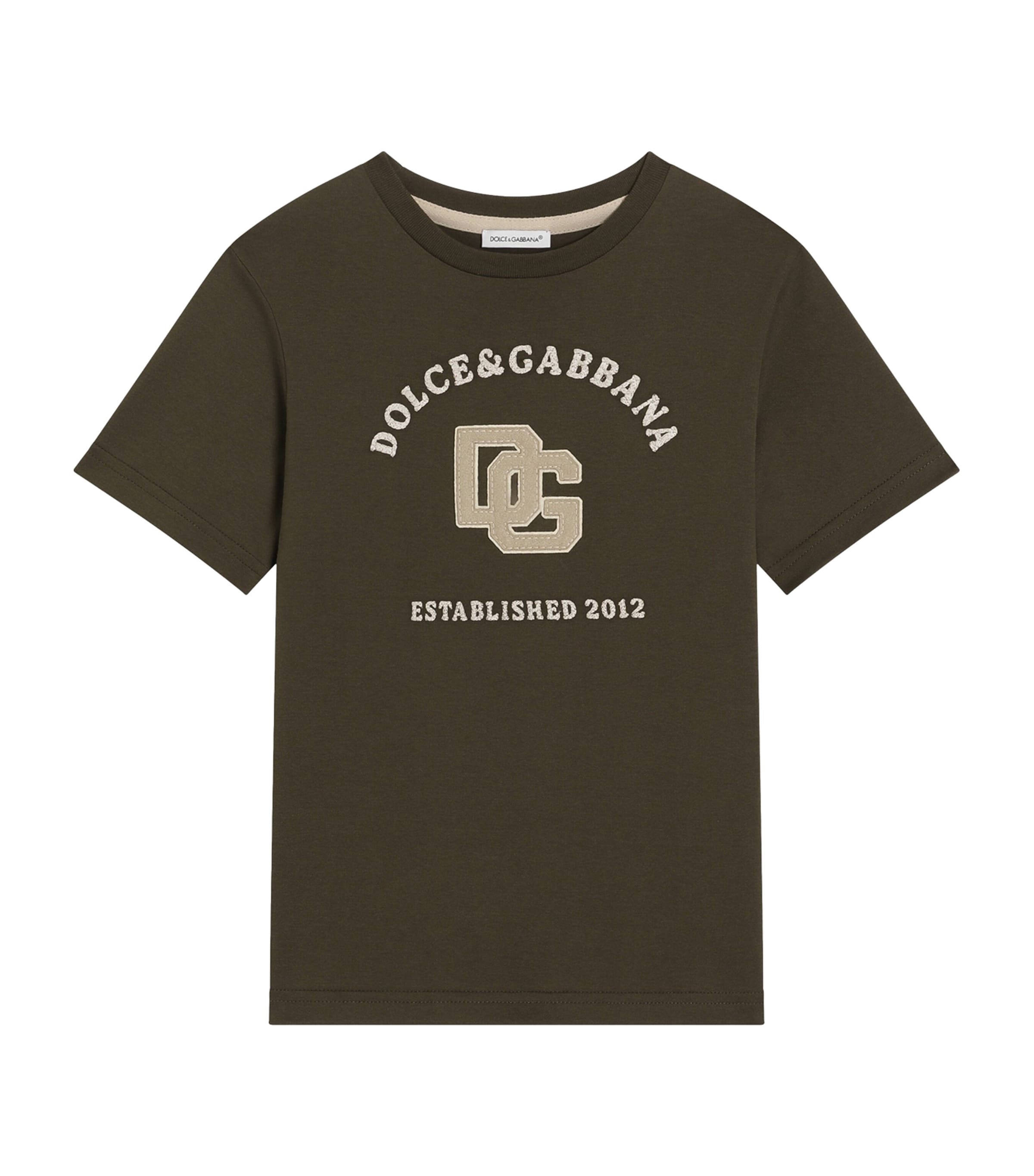 Dolce&Gabbana Kids Cotton Logo T-Shirt (8-12+ Years) Dark Mud Grey Image 1
