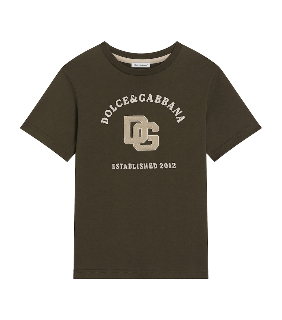 Dolce&Gabbana Kids Cotton Logo T-Shirt (8-12+ Years) Dark Mud Grey Image 1