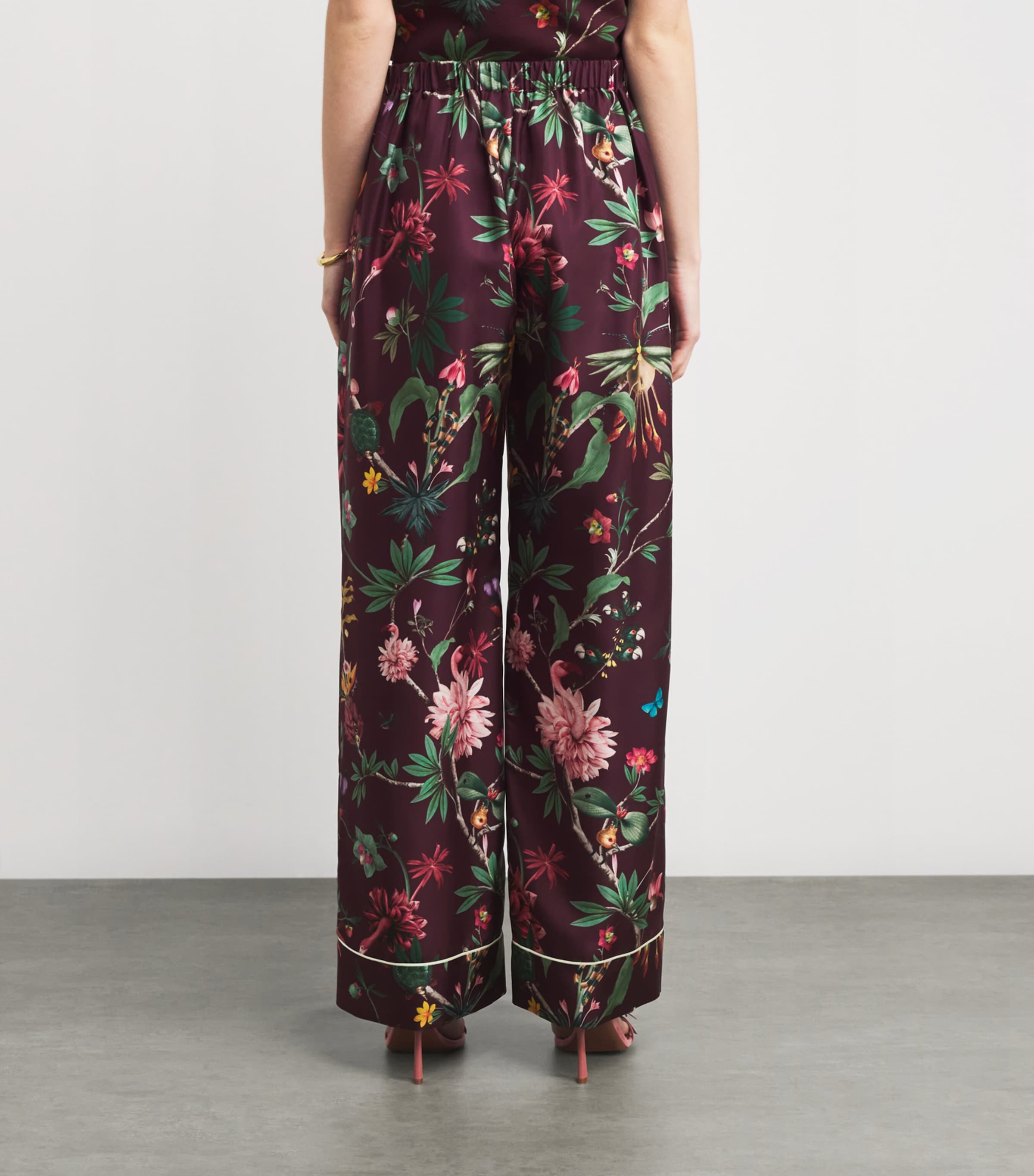 Silk Printed Pajama Wide-Leg Trousers RE02ZOOFLORA Image 4
