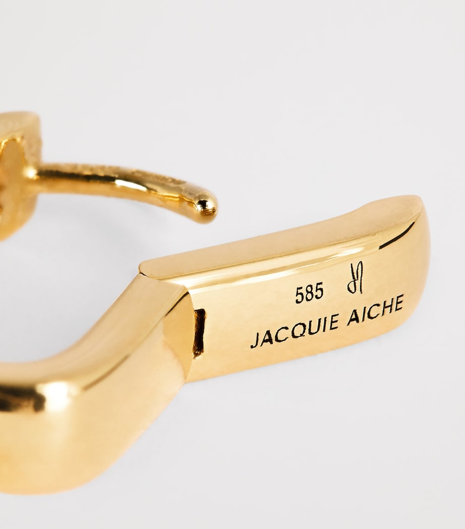 Yellow Gold and Diamond Single Hoop Earring YELLOW GOLD Image 5