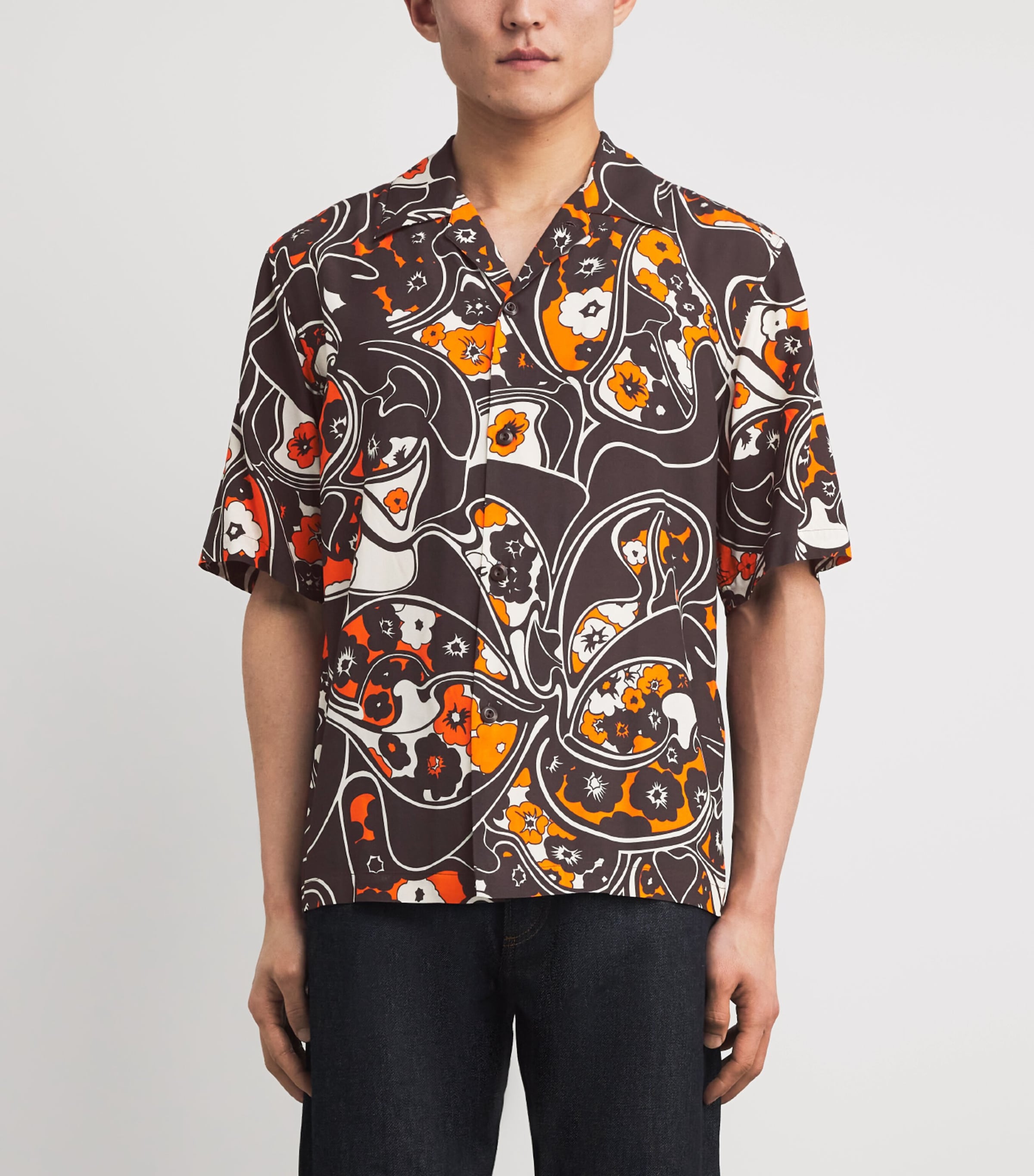 Short-Sleeve Floral Shirt BLACK BROWN Image 3