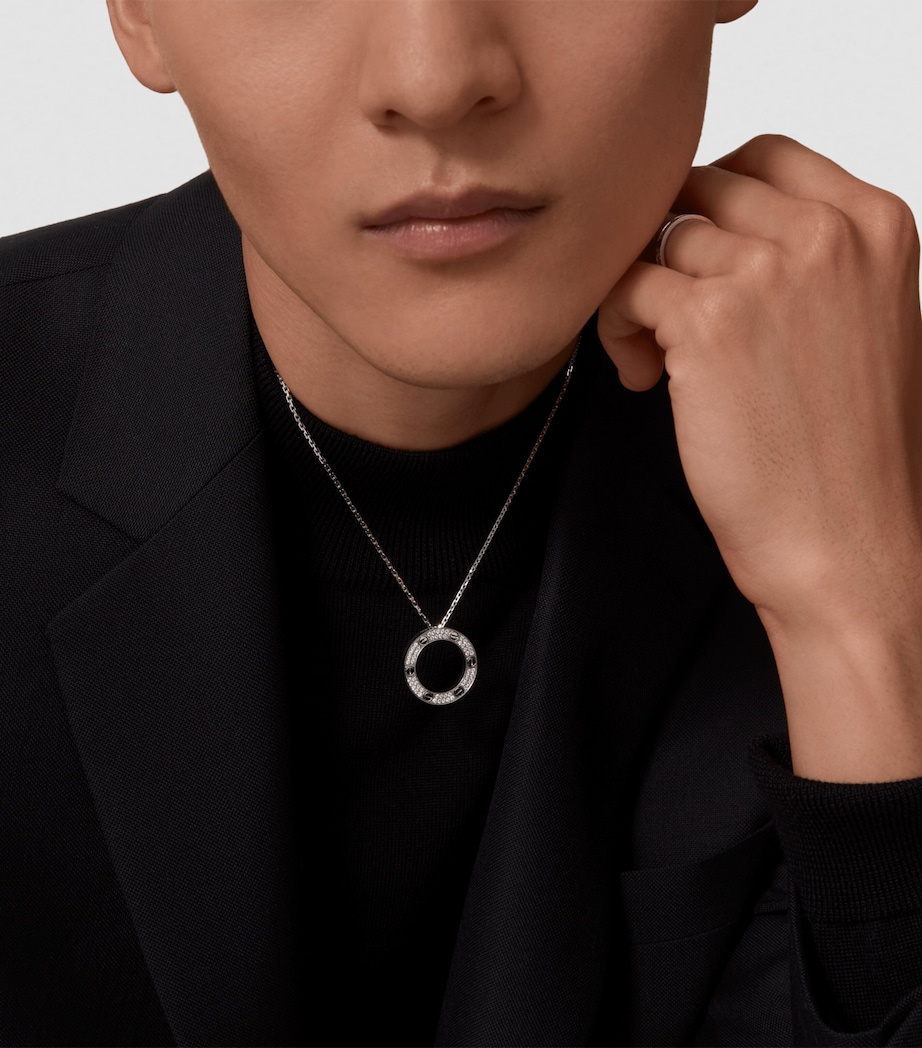 White Gold and Diamond LOVE Necklace WHITE GOLD Image 4