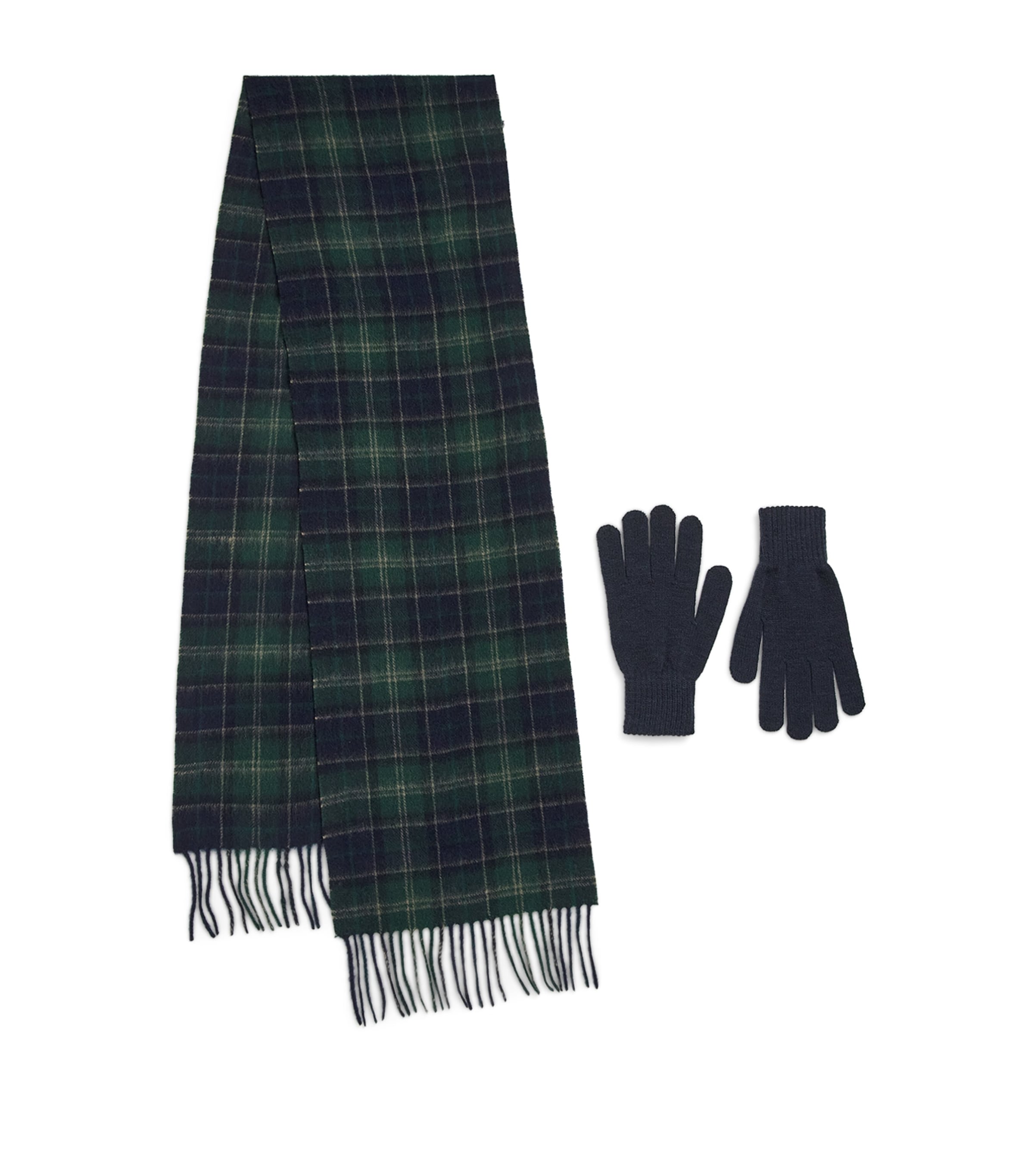 Barbour Tartan Scarf And Glove Set In Green