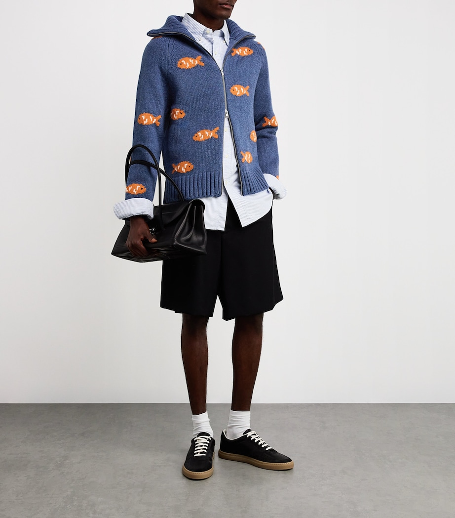 Wool Fish Archie Zip-Up Cardigan BLUE Image 2