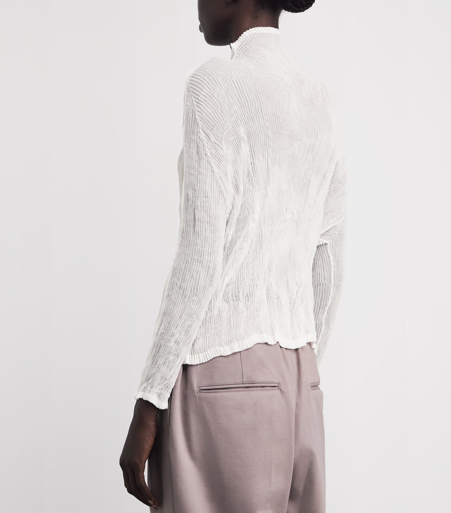 Chiffon Twist Pleats Zip Cardigan 01 Image 4