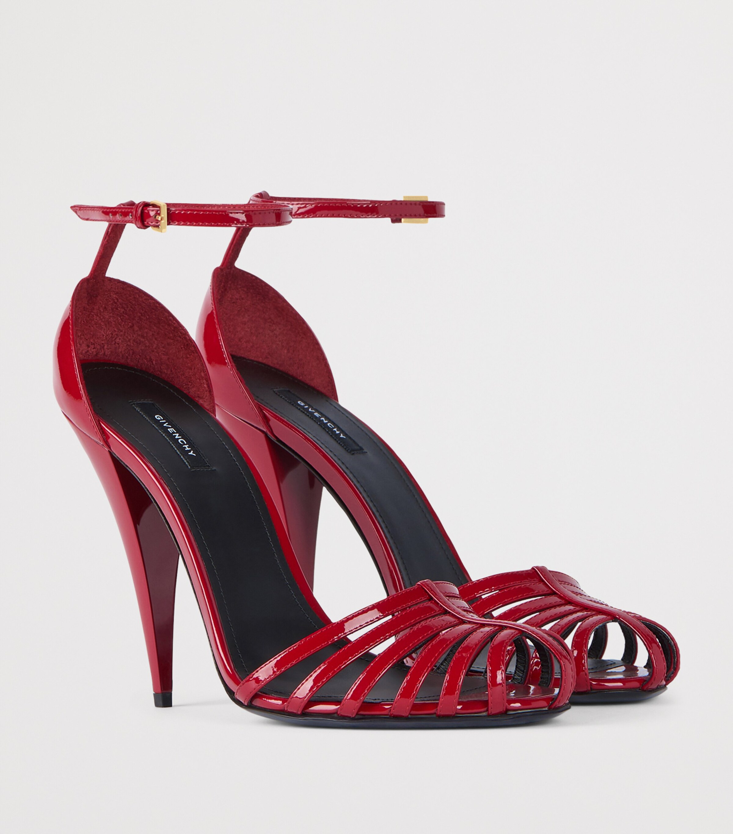 Givenchy Patent Leather Caged Heeled Sandals 95 Coral/pearl Image 2