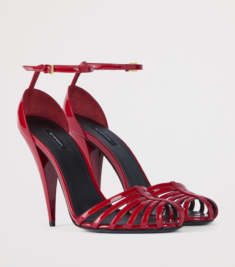 Patent Leather Caged Heeled Sandals 95 CORAL/PEARL Image 2