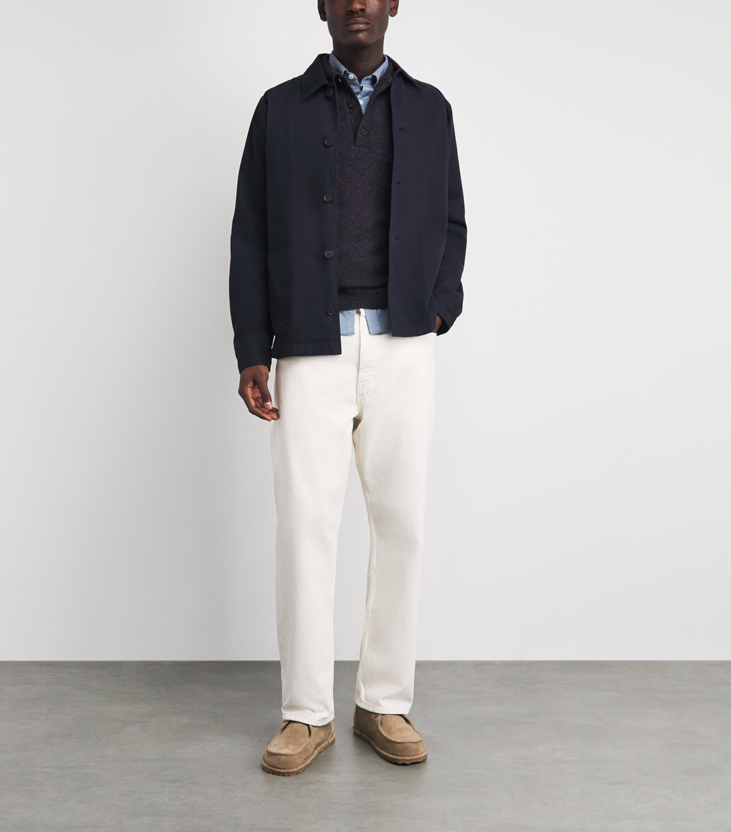 Sunspel Mens Cotton Drill Chore Jacket Navy Image 2