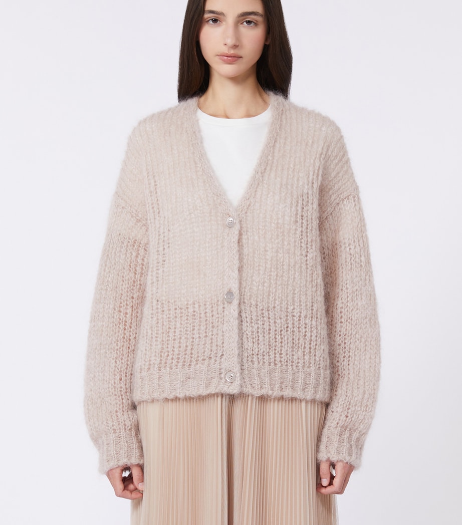 Weekend Max Mara Womens Mohair-Wool-Blend V-Neck Cardigan Sand Image 2