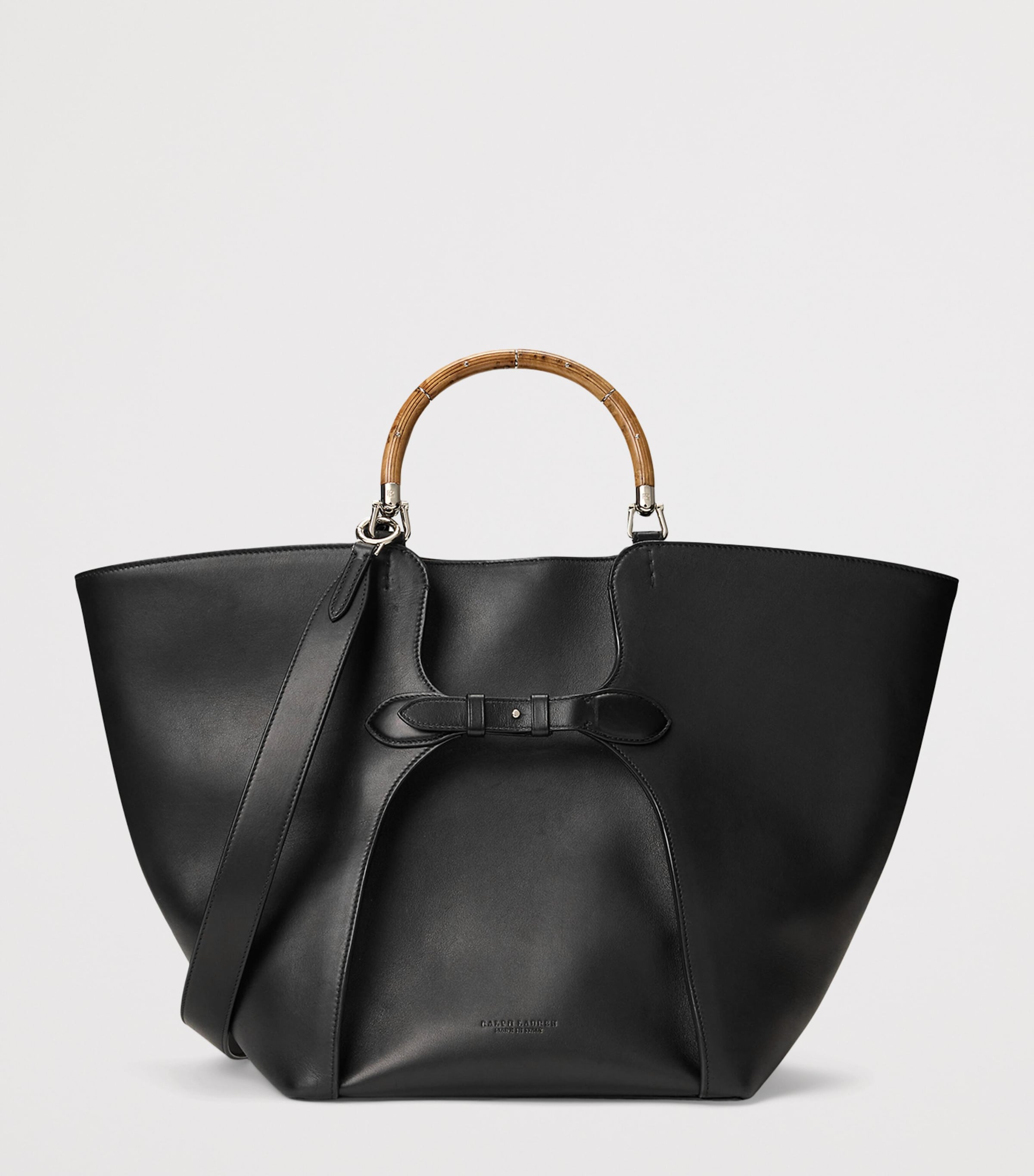 Ralph Lauren Collection Large Leather Ralph Tote Bag Black Image 3