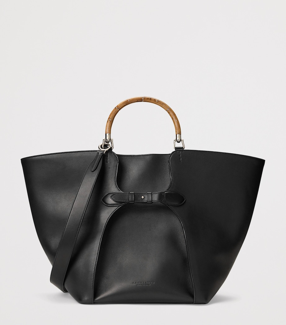 Ralph Lauren Collection Large Leather Ralph Tote Bag Black Image 3