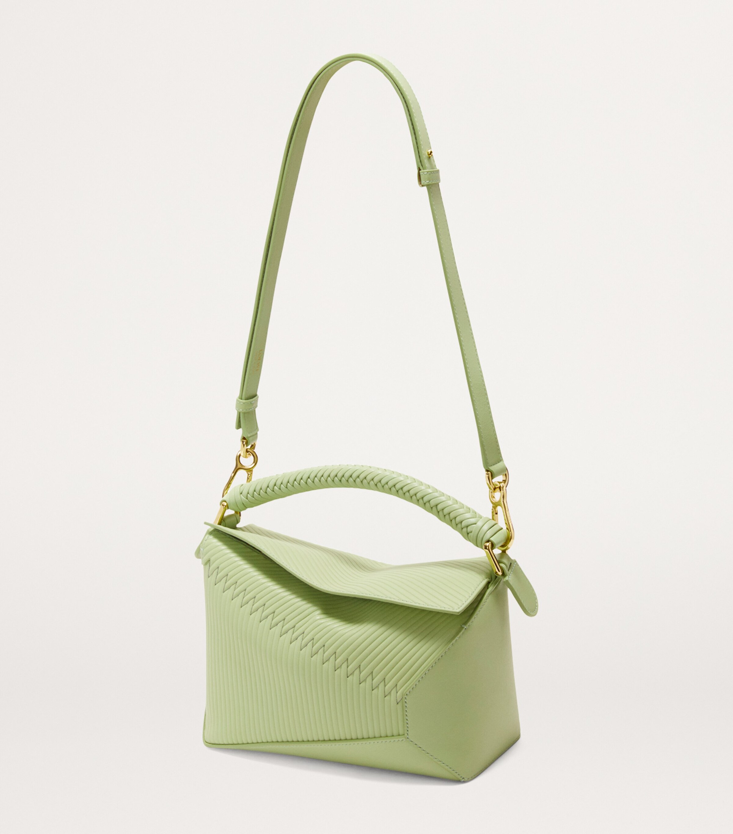 Small Diamond Puzzle Edge Top-Handle Bag LIGHT PEAR Image 5