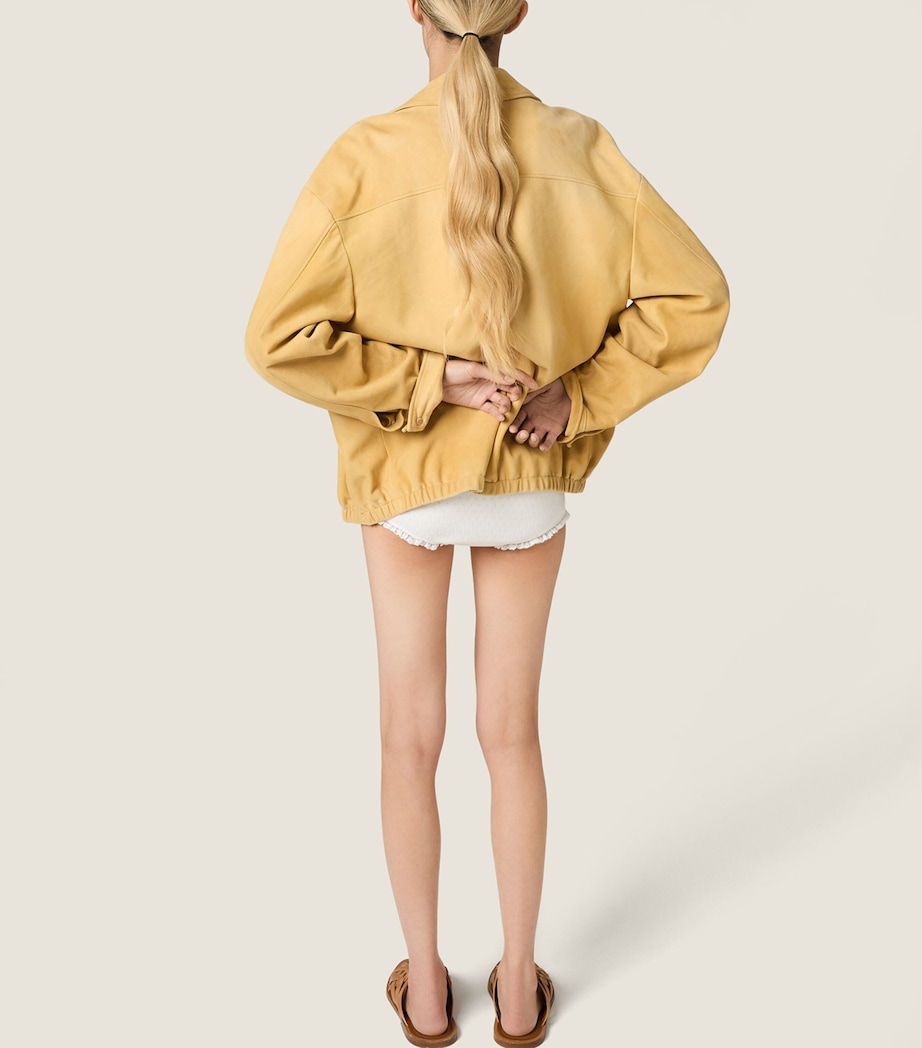 Miu Miu Womens Waxed Suede Jacket Neutral Image 6