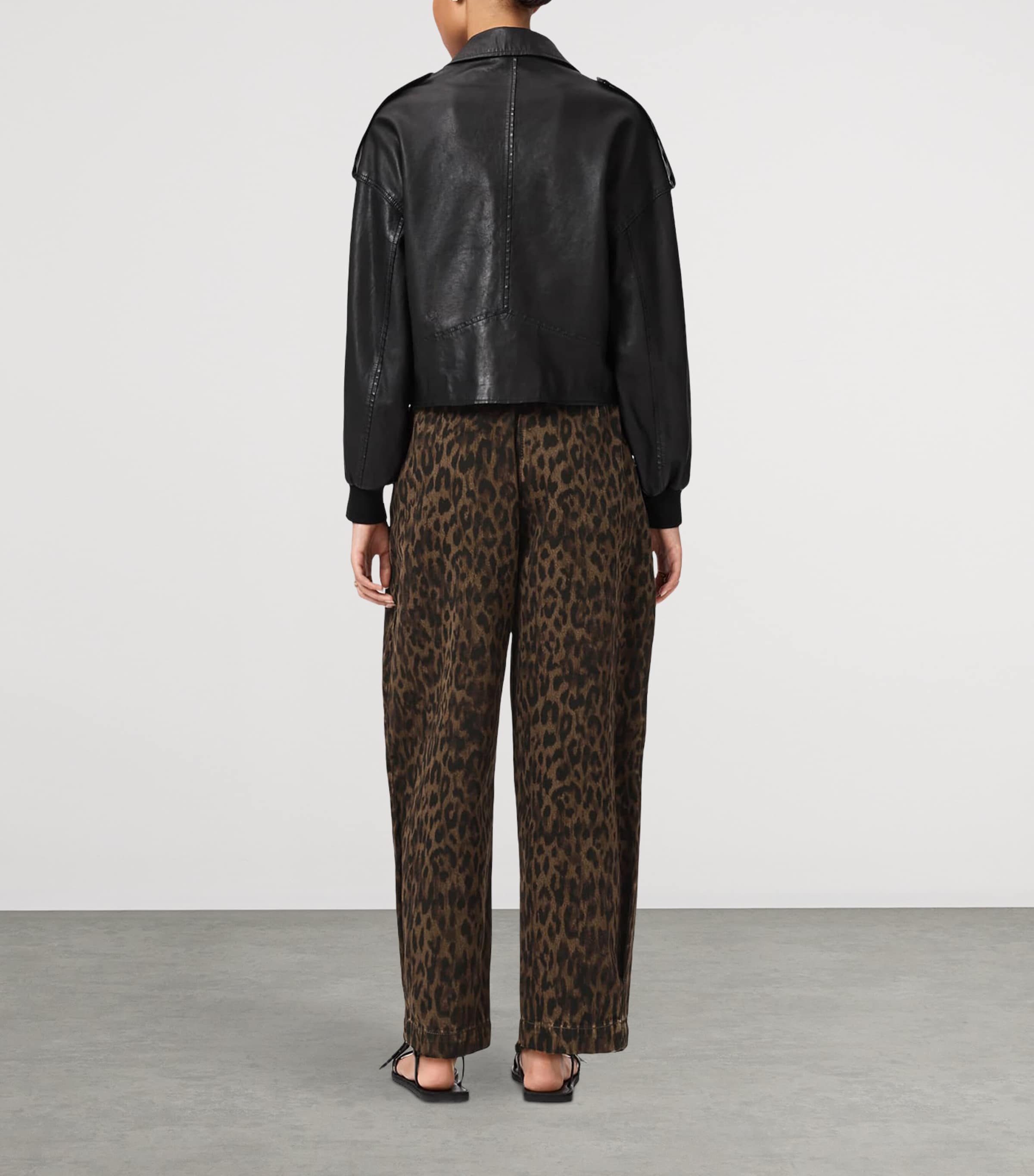 AllSaints Womens Becca High-Rise Barrel-Leg Jeans Leppo Brown Image 4