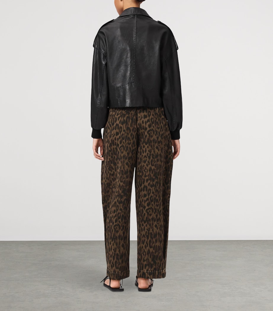 AllSaints Womens Becca High-Rise Barrel-Leg Jeans Leppo Brown Image 4
