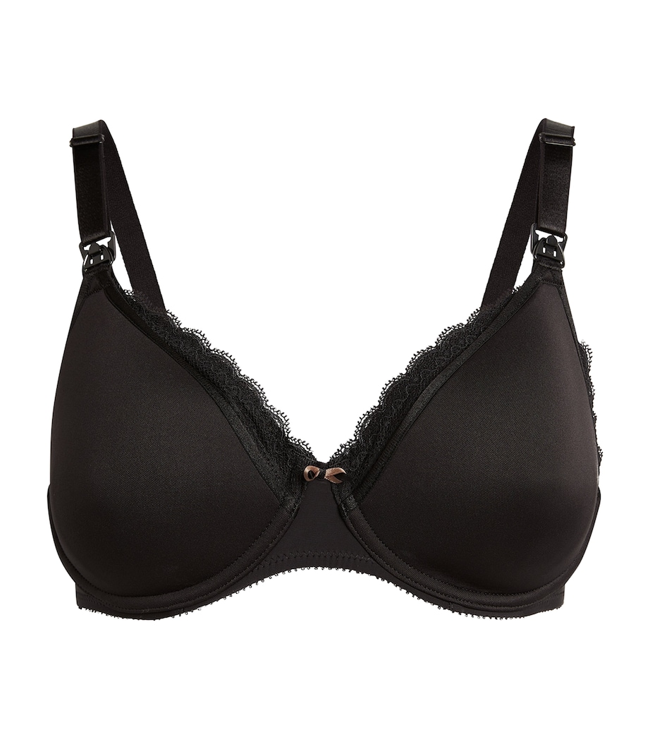 Lace-Trim Maternity Bra BLACK Image 1