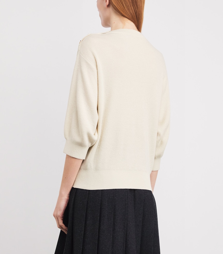 Cashmere-Blend Pointelle Sweater Top N08 IVORY - BUTTER Image 4