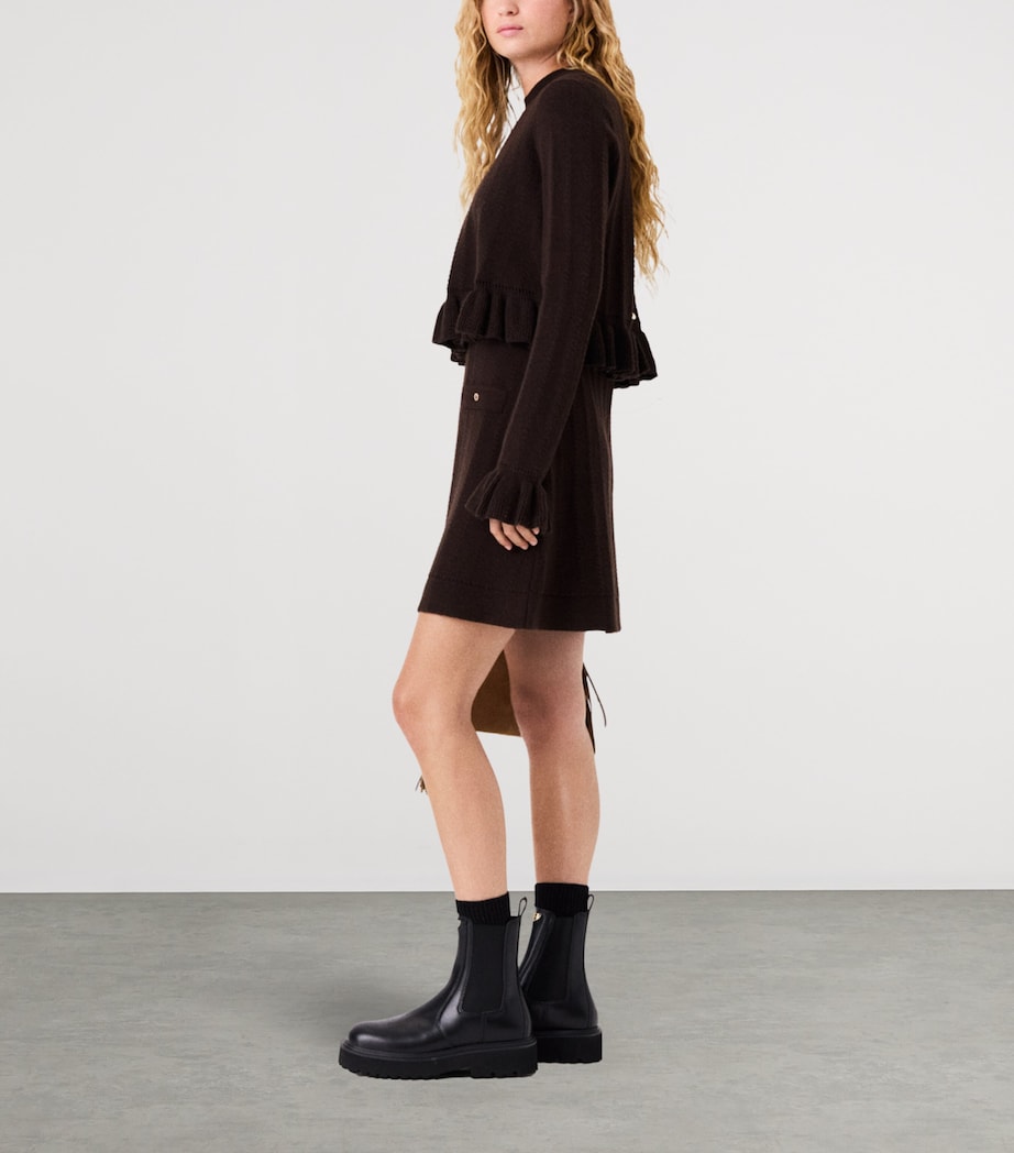 Maje Womens Cable-Knit Mini Dress Dark Brown Image 3
