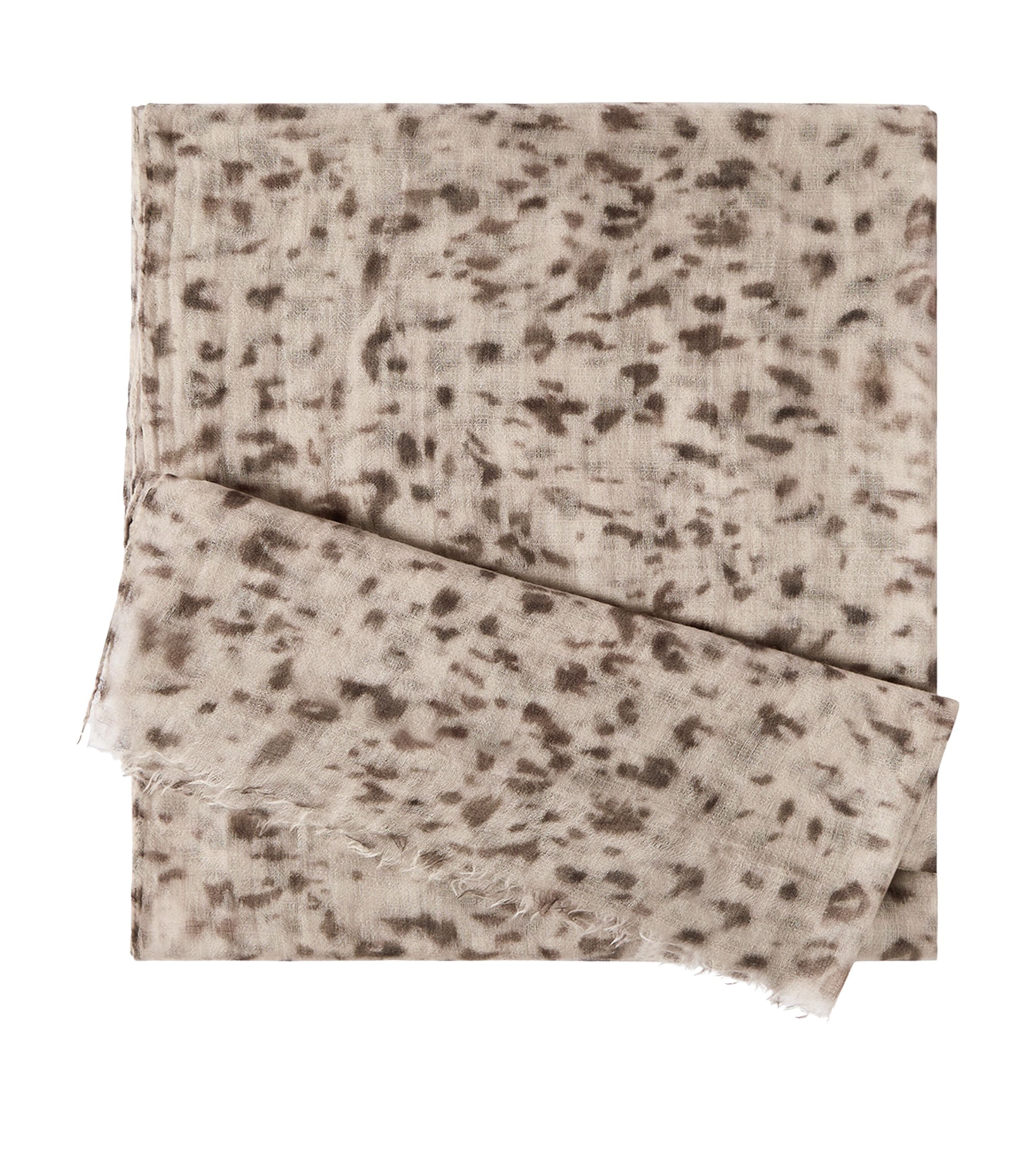 Brunello Cucinelli Womens Cashmere Lynx-Print Scarf Beige+brown Image 1