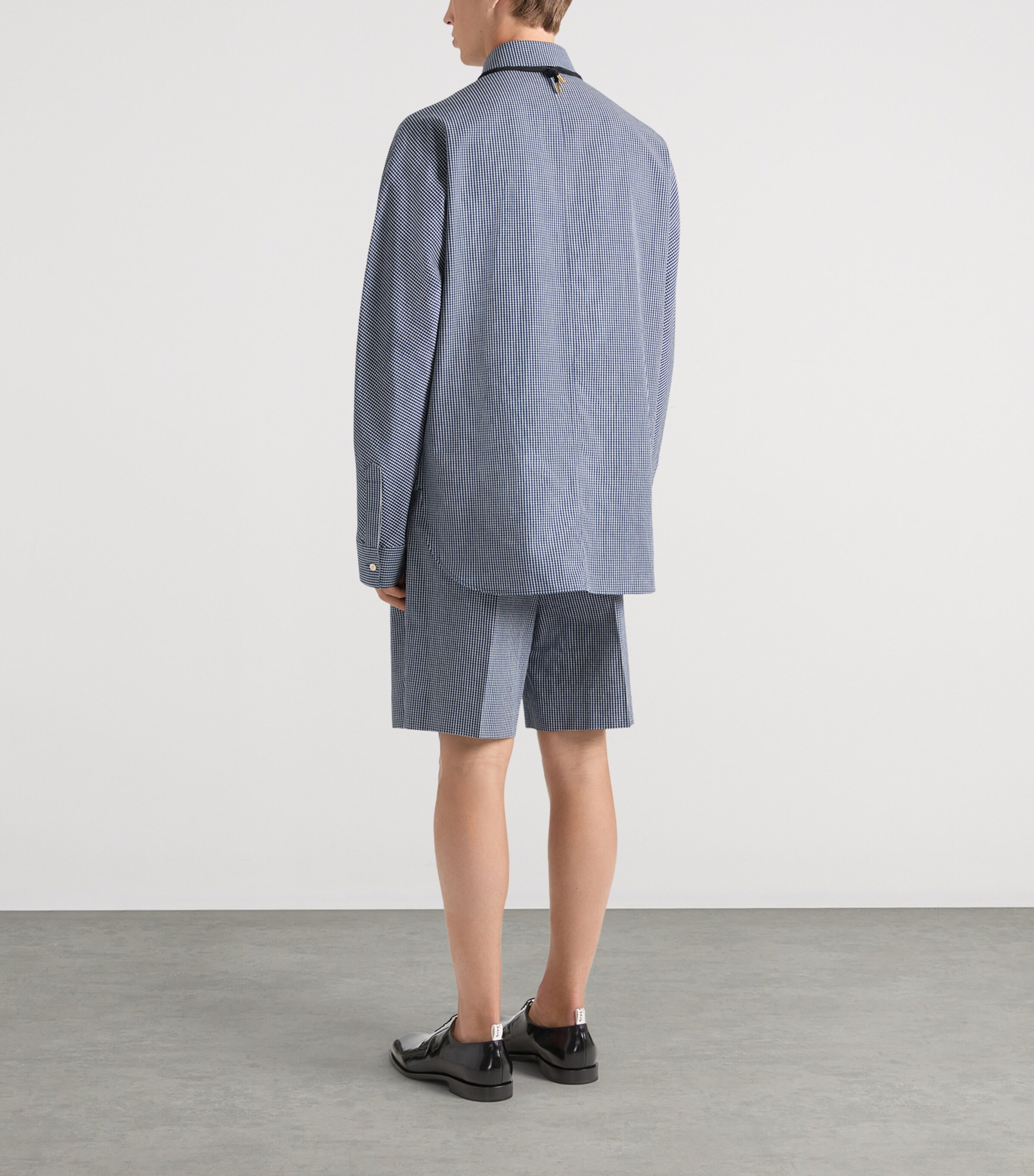 Givenchy Mens Cotton Check Plastron Shirt White/blue Image 3