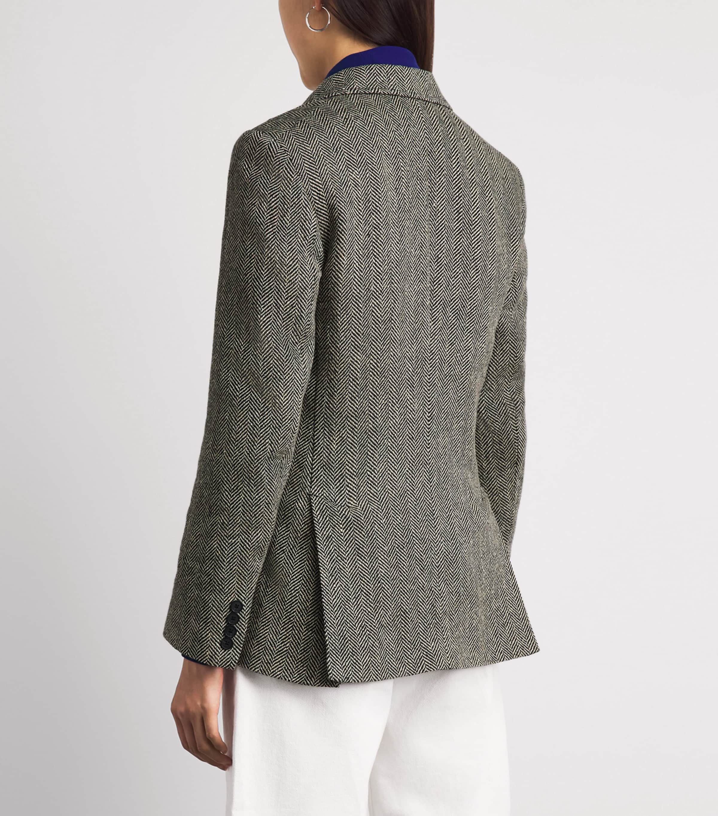 Polo Ralph Lauren Womens Linen-Silk-Wool Heritage Blazer Blk/bge Image 5