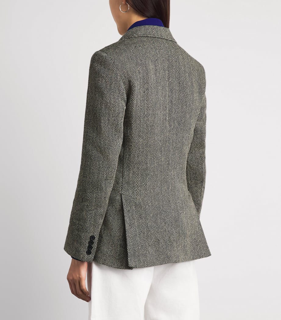 Polo Ralph Lauren Womens Linen-Silk-Wool Heritage Blazer Blk/bge Image 5