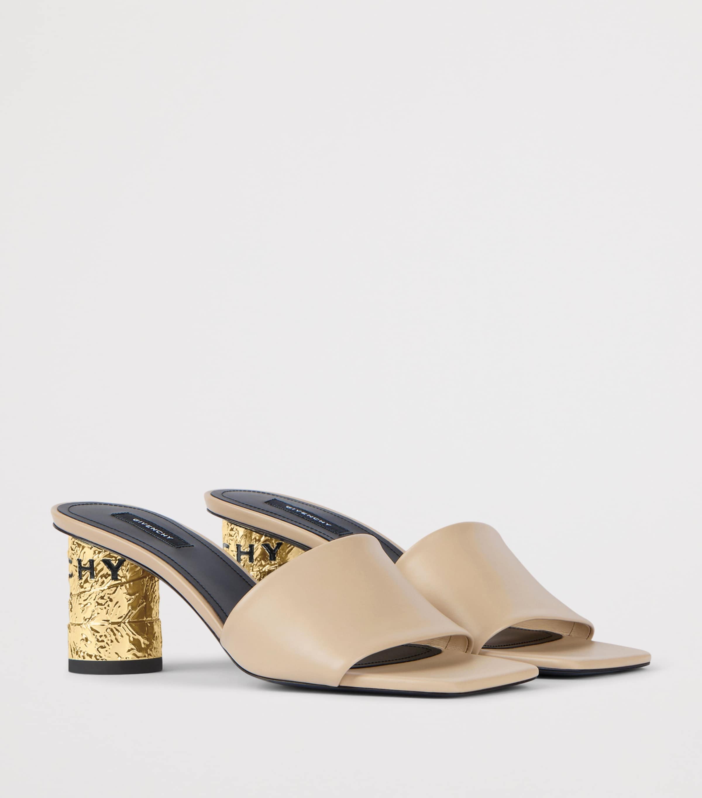 Leather Heeled Mules 65 BEIGE Image 2