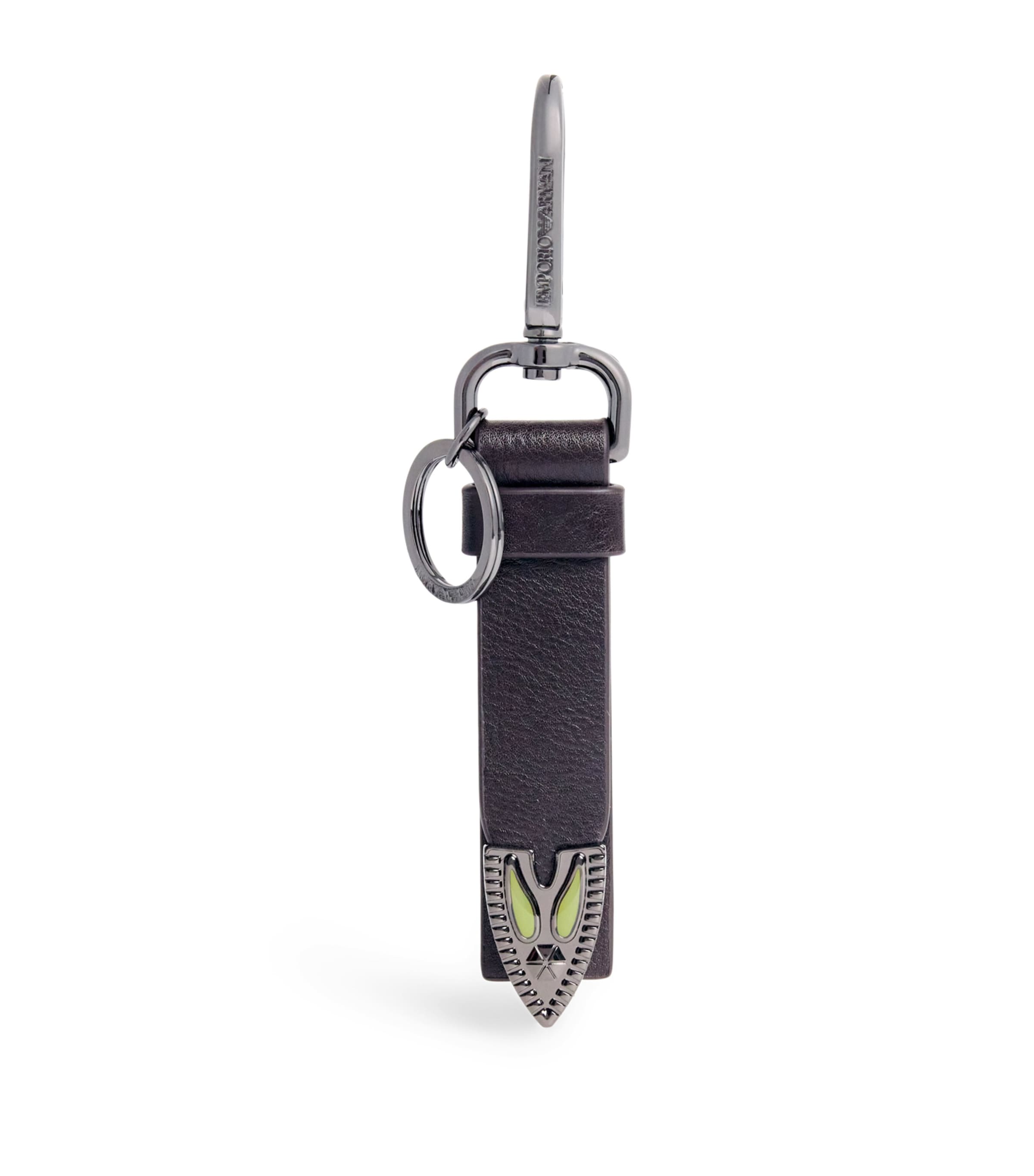EMPORIO ARMANI LEATHER METAL-DETAIL KEYRING