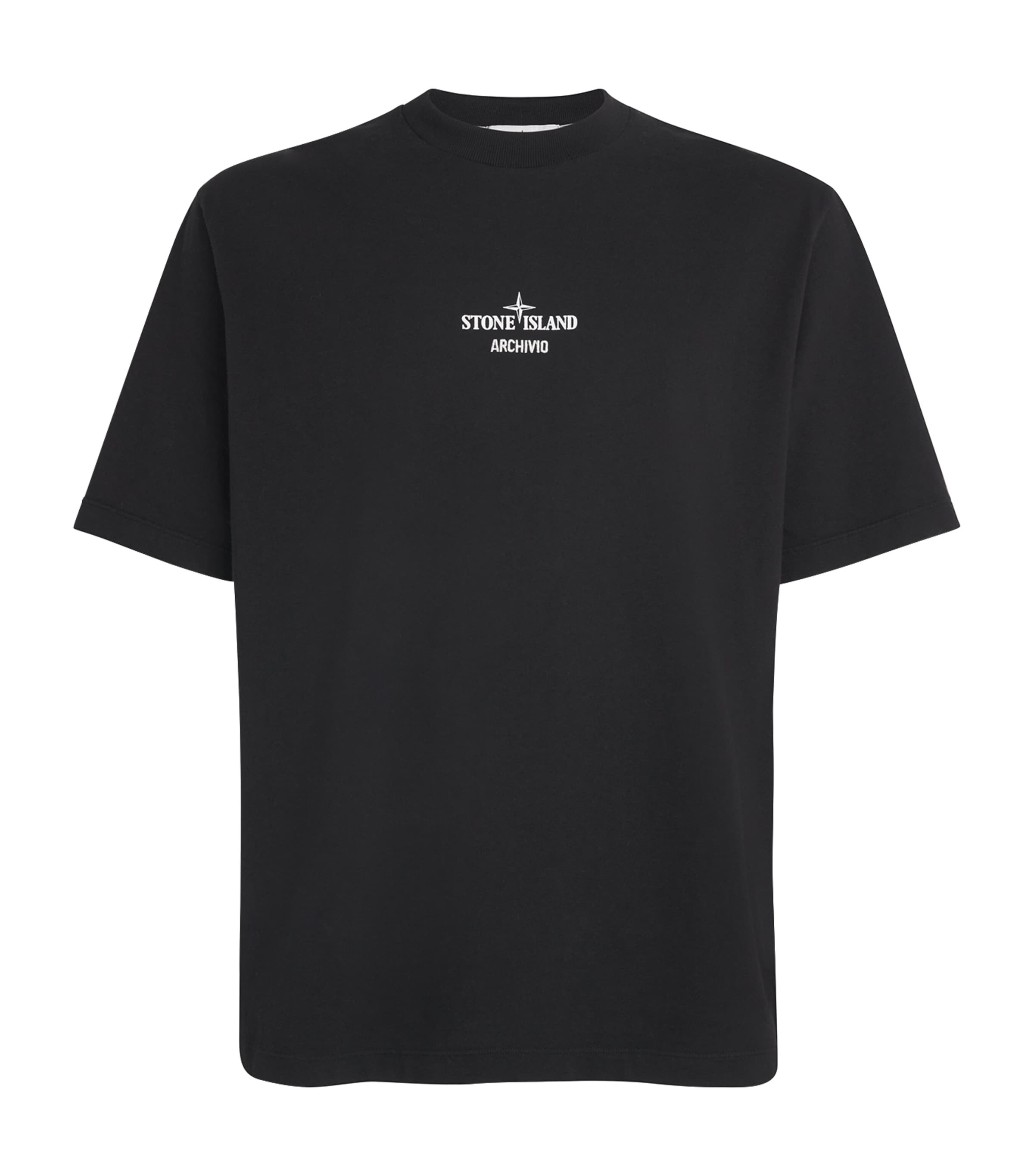 Stone Island Black Cotton Archivio Logo T-Shirt | Harrods UK