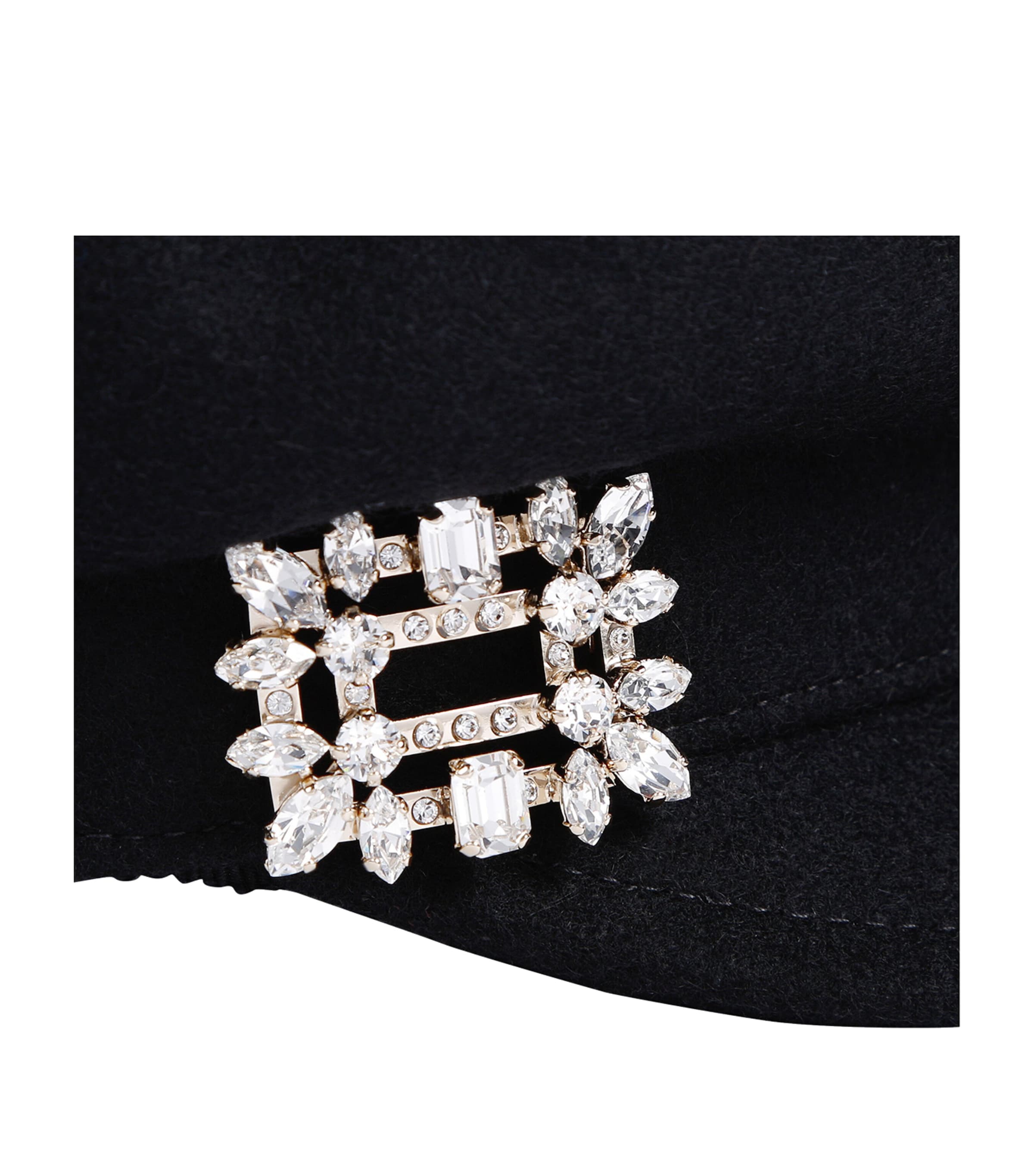 Embellished Buckle Baker Boy Cap BLACK Image 3