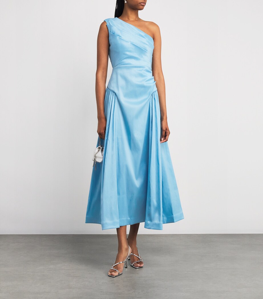 Rachel Gilbert Blue One-Shoulder Banksia Midi Dress | Harrods AZ Rachel Gilbert Blue One-Shoulder Banksia Midi Dress | Harrods AZ