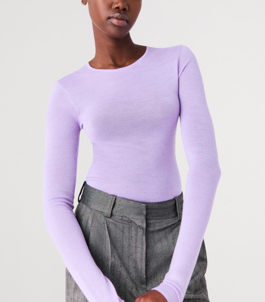 Maje Womens Wool Crew-Neck Sweater Parma Violet Image 4