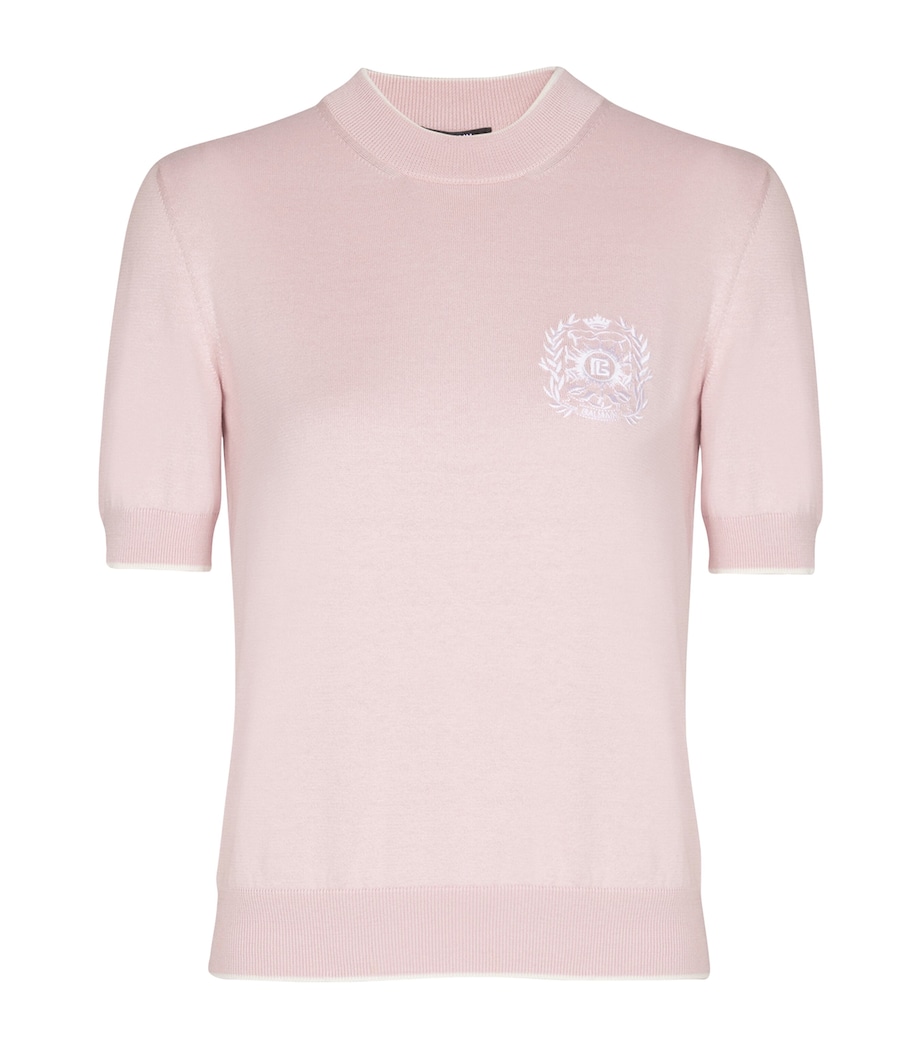 Silk-Cotton Embroidered Knit Top OIN ROSE/ BLANC Image 1