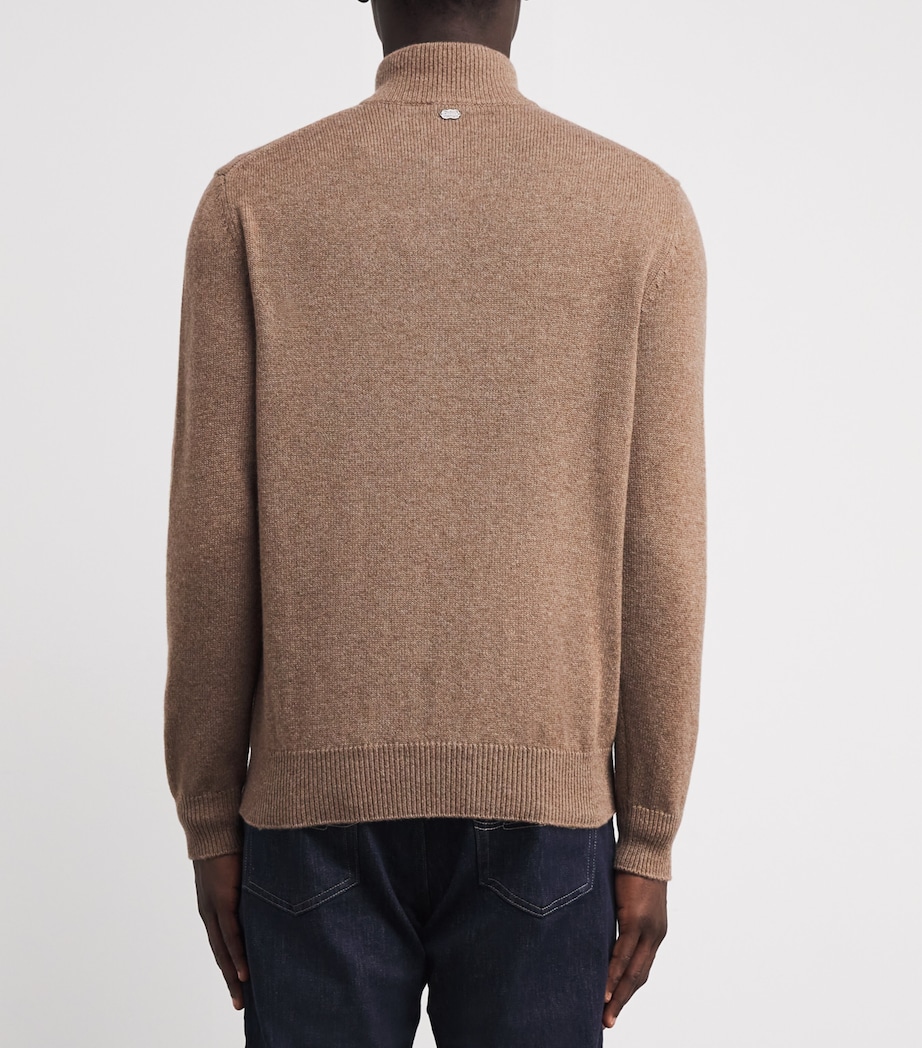 Cashmere Quarter-Zip Sweater M23 - BRN -DRK CAMEL Image 4