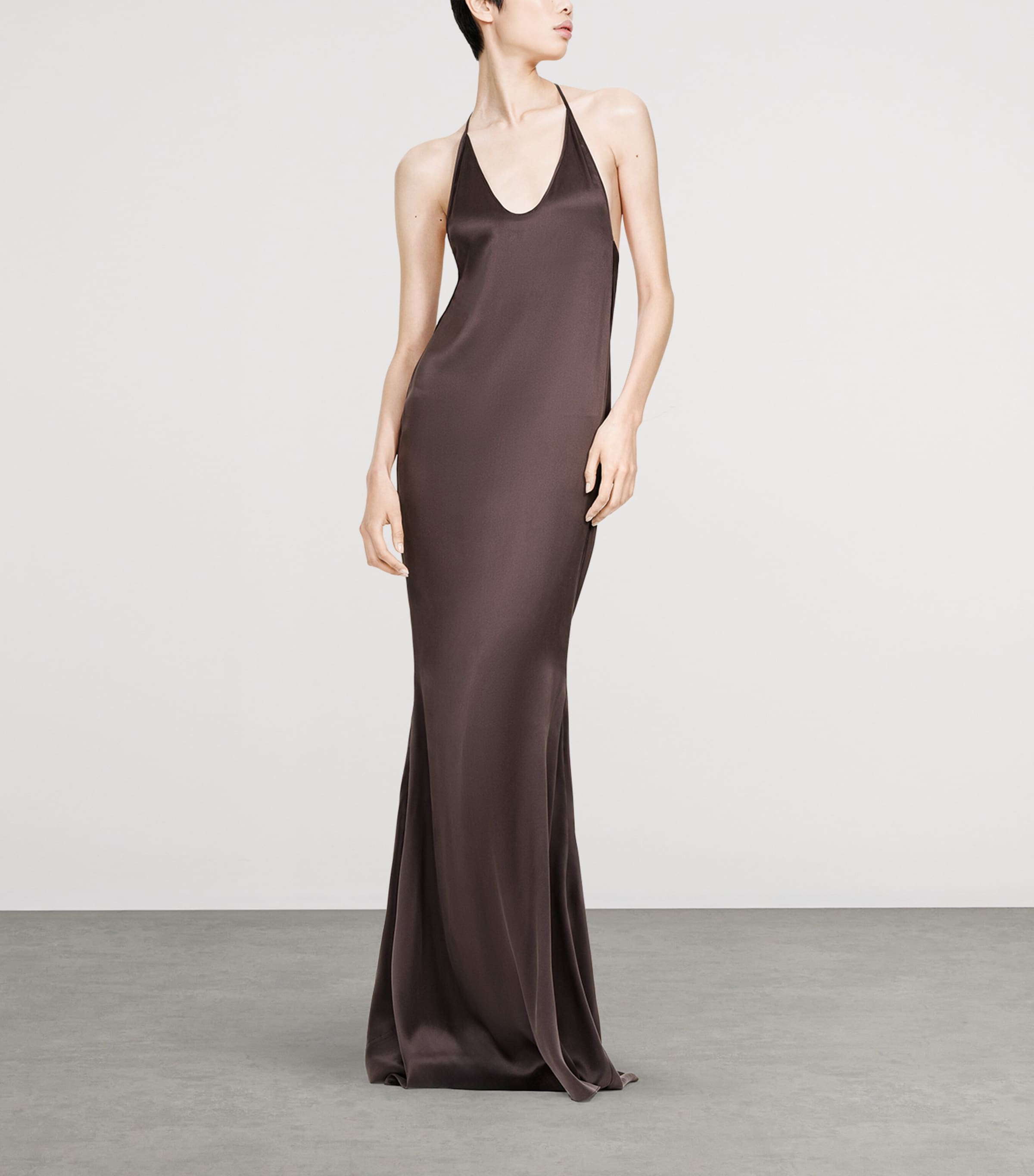 tom ford brown dress Tom Ford Striped Belted Maxi Dress